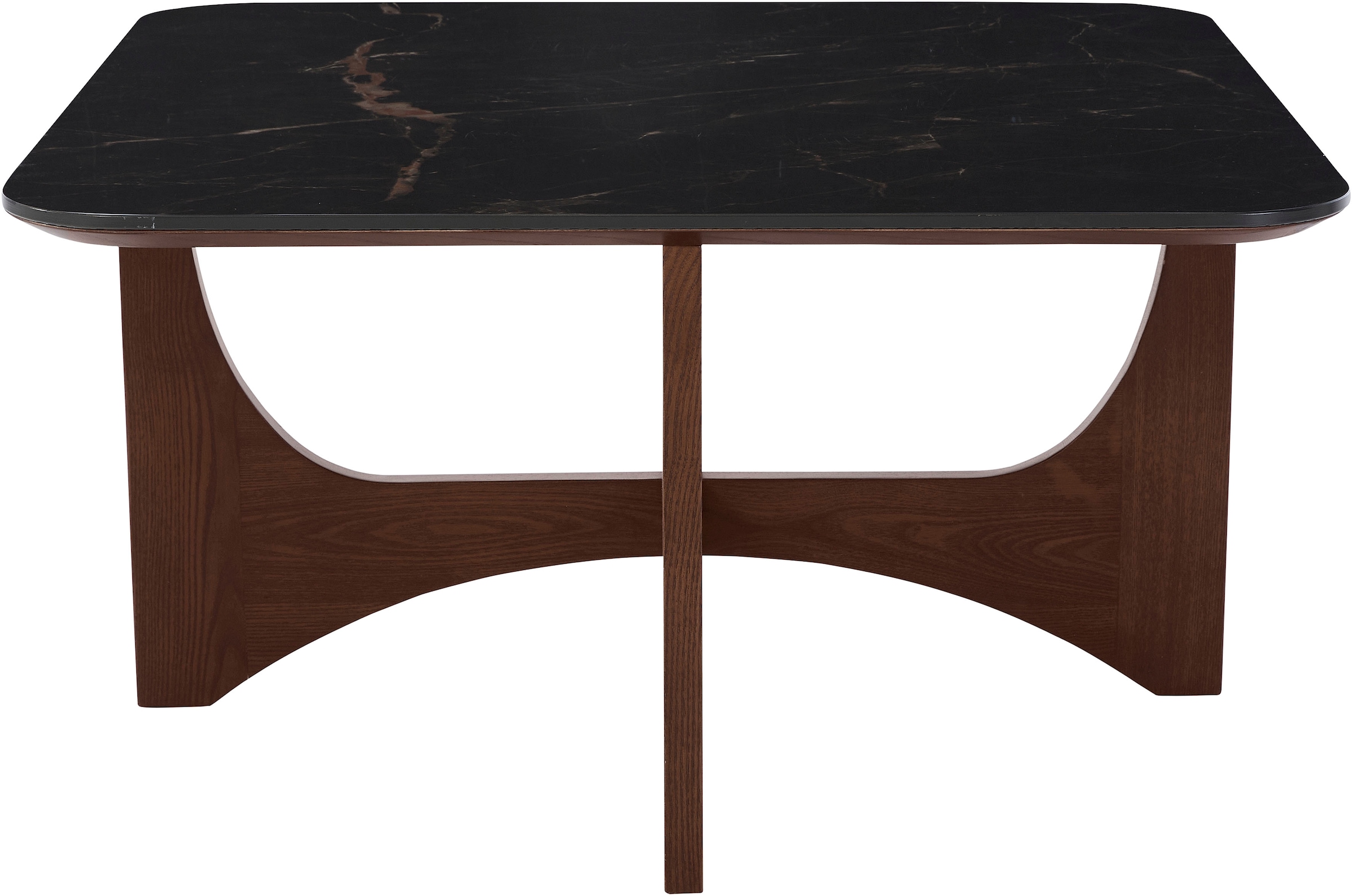 LeGer Home by Lena Gercke Table basse »Kirella« 1 cuis tlg. mit Marmor-Optik und massivem Eschenholz-Kreuzfuss, Breite 85 cm