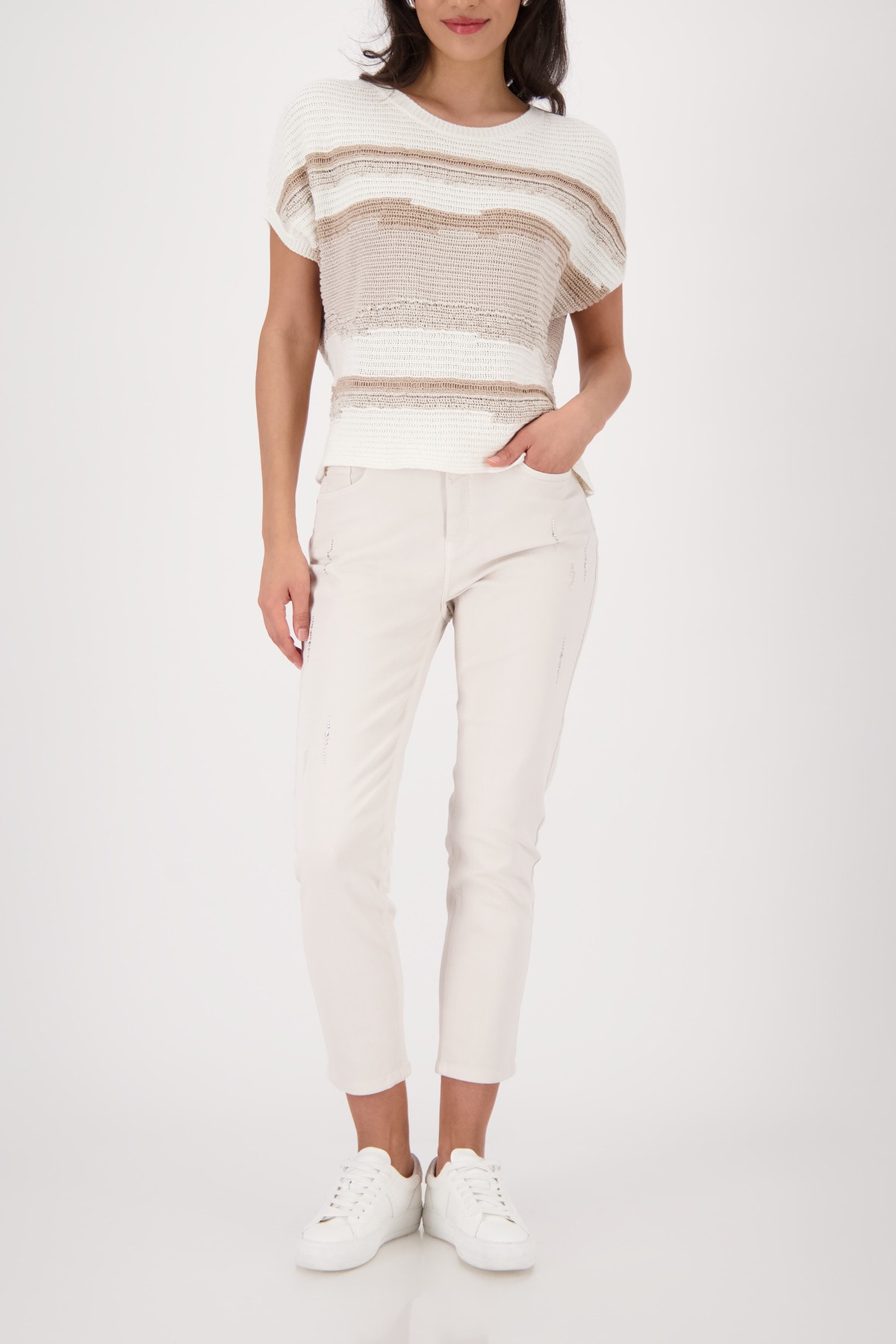 Monari Kurzarmpullover »Strukturmix« Regular fit mit Strukturmix