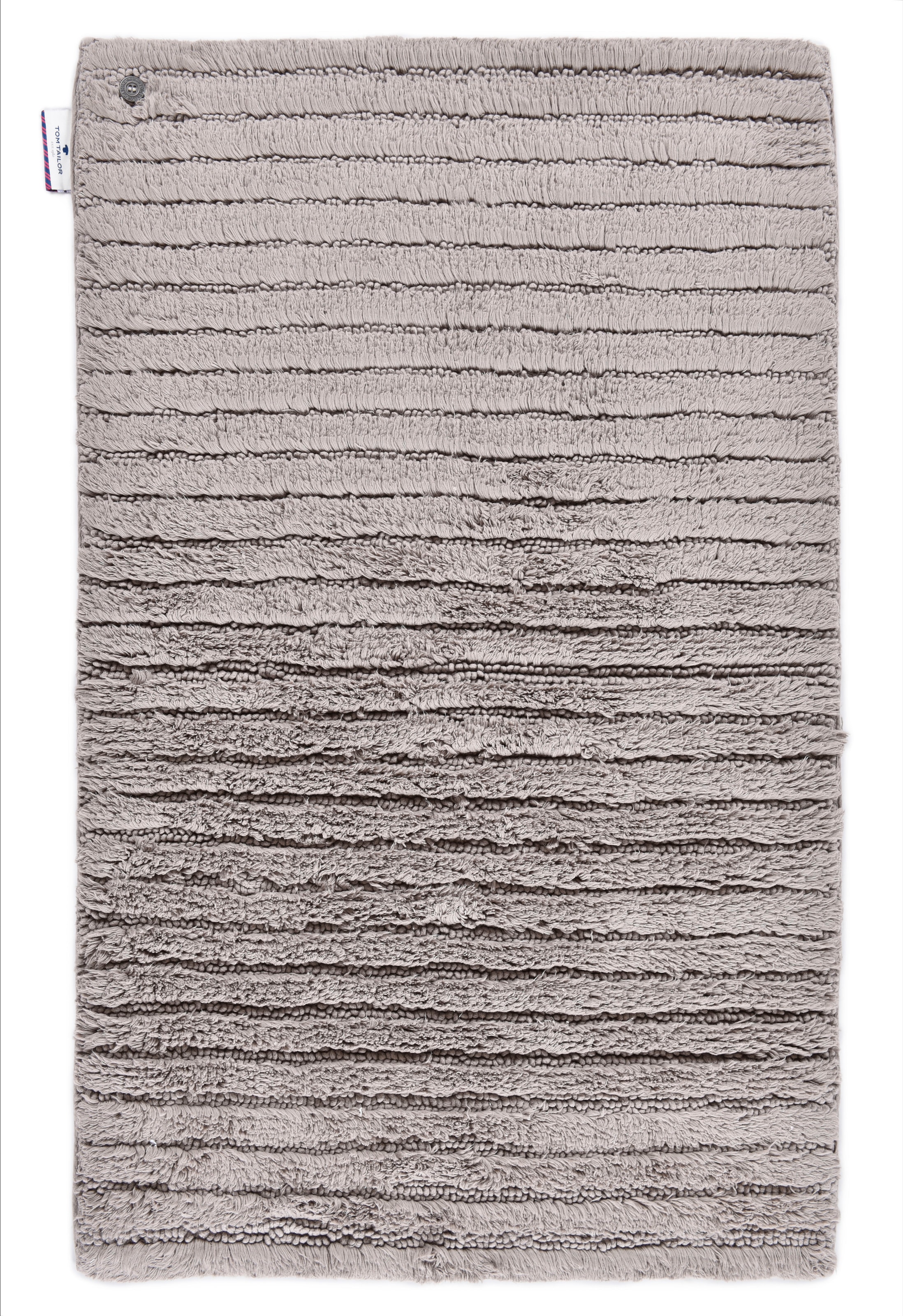 TOM TAILOR HOME Badematte »Cotton Stripes«, rutschhemmend beschichtet, fussbodenheizungsgeeignet-strapazierfähig, Uni Farben, gestreift, reine Baumwolle, Hoch-Tief Effekt
