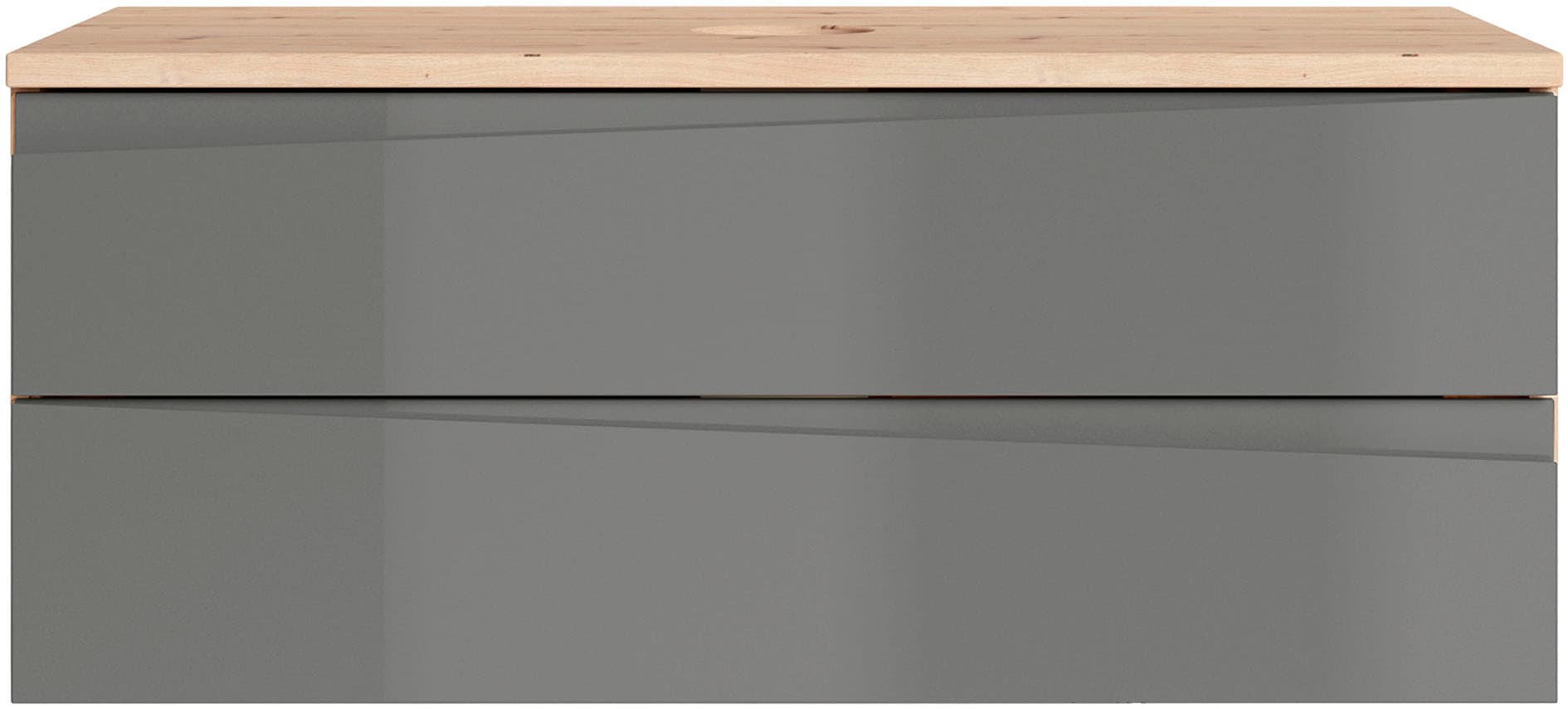 byLIVING Waschbeckenschrank »Shape« 1 Stk. tlg. für Aufsatzbecken mit asymetrischer Hochglanz Front, 2 Schubkästen