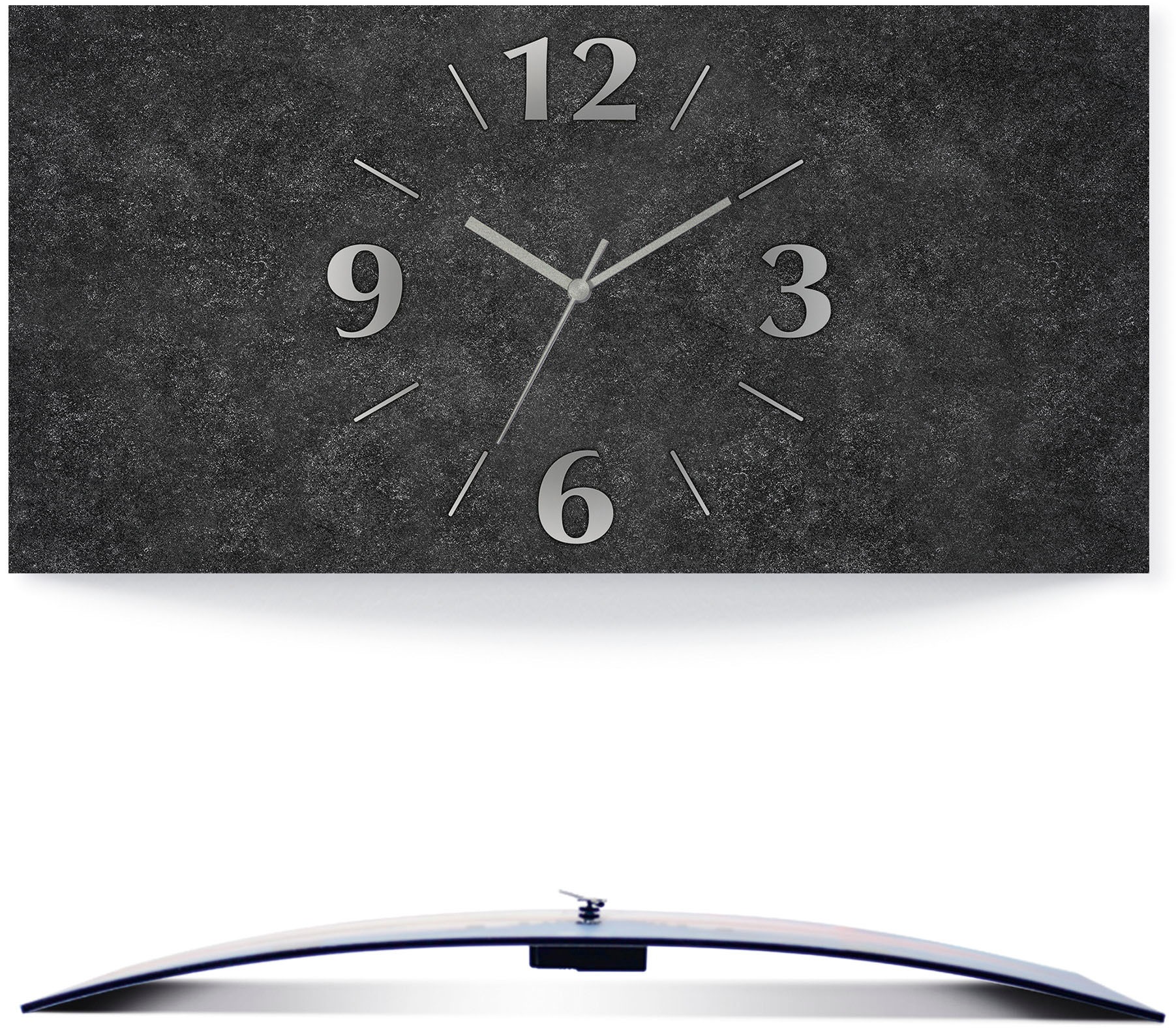 Image of Artland Wanduhr »Granit-Gestein-Anthrazit«, 3D Optik gebogen, lautlos, ohne Tickgeräusche, nicht tickend, geräuschlos - wählbar: Funkuhr o. Quarzuhr, moderne Uhr für Wohnzimmer, Küche etc. - Stil: modern bei Ackermann Versand Schweiz