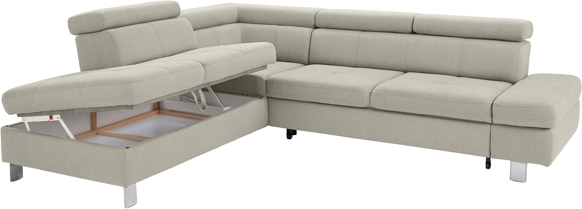 exxpo - sofa fashion Ecksofa »Fiji, L-Form«, mit Kopf- bzw. Rückenverstellung, wahlweise mit Bettfunktion