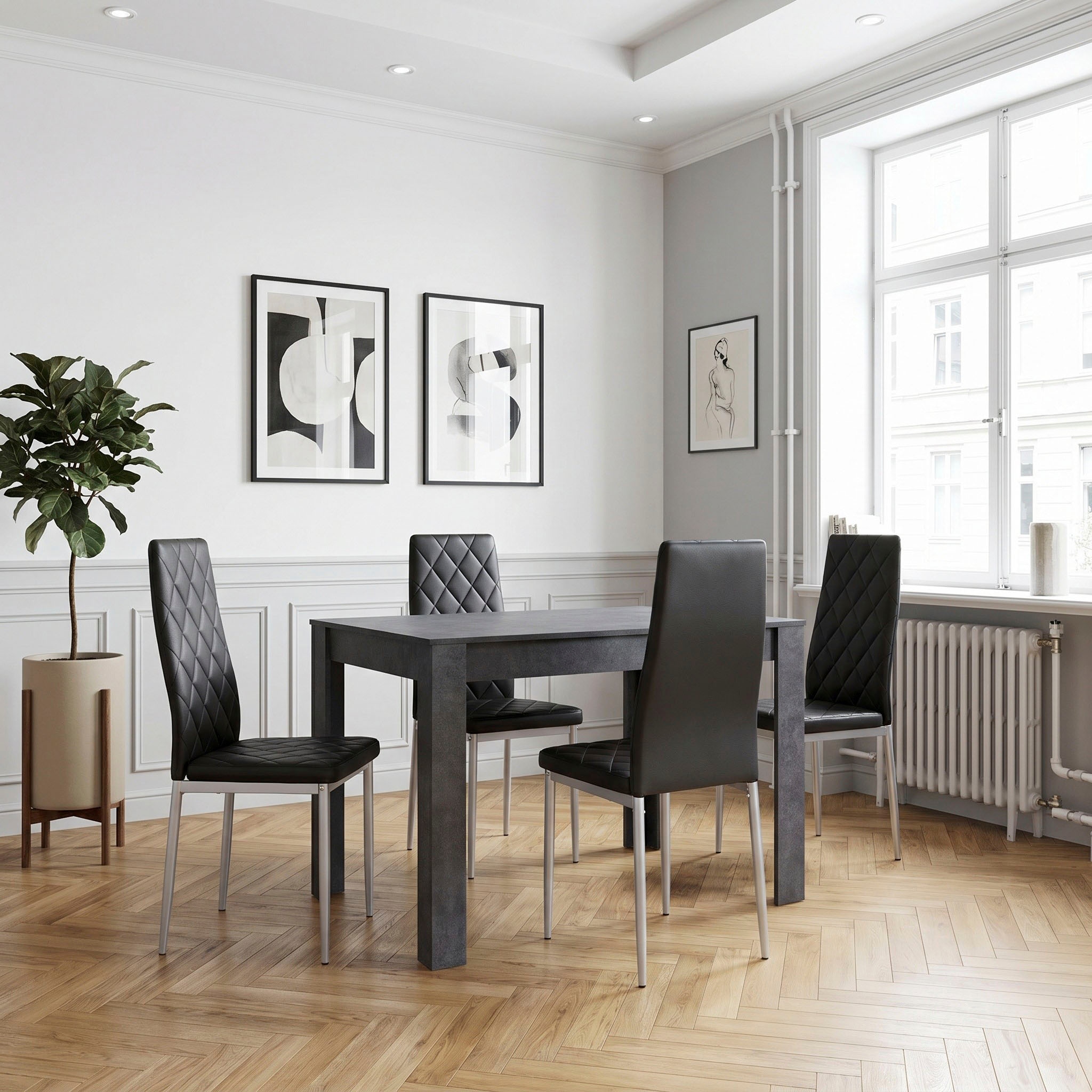 GOODproduct Ensemble de salle à manger »Brooklynn« Ensemble, 5 cuis tlg. 4 Stühle mit einem pflegeleichten Kunstleder Bezug, 1 Tisch