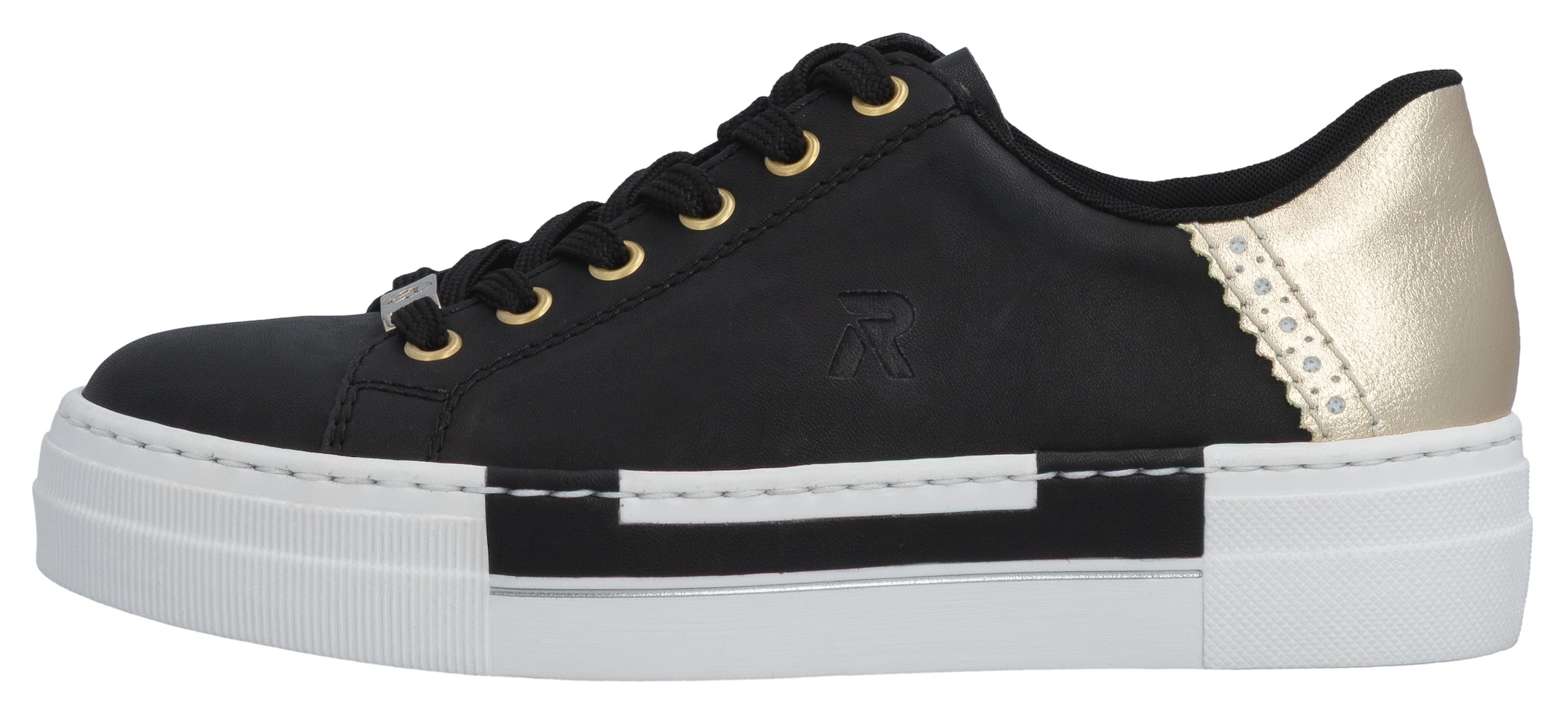 Rieker Baskets à plateforme  mit Metallic-Fersenkappe, Freizeitschuh, Halbschuh, Schnürschuh