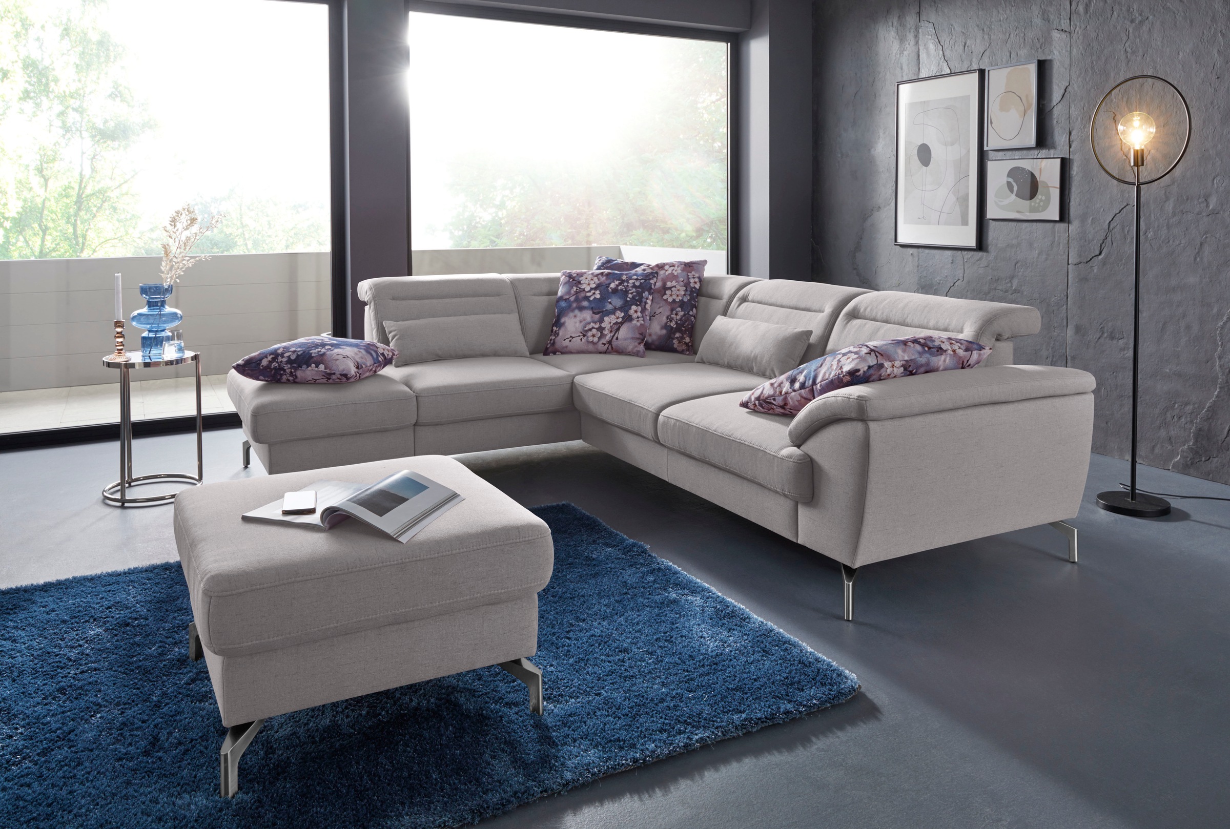 sit&more Ecksofa »Percy L-Form«, 15 cm Fusshöhe, Sitztiefenverstellung, wahlweise in 2 Fussfarben