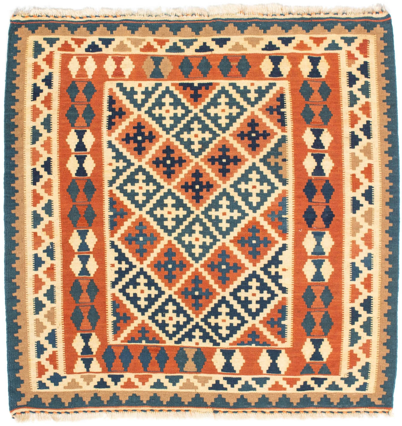 Image of morgenland Wollteppich »Kelim Fars Durchgemustert Arancione 105 x 103 cm«, quadratisch, 0,6 mm Höhe, OrientOptik bei Ackermann Versand Schweiz