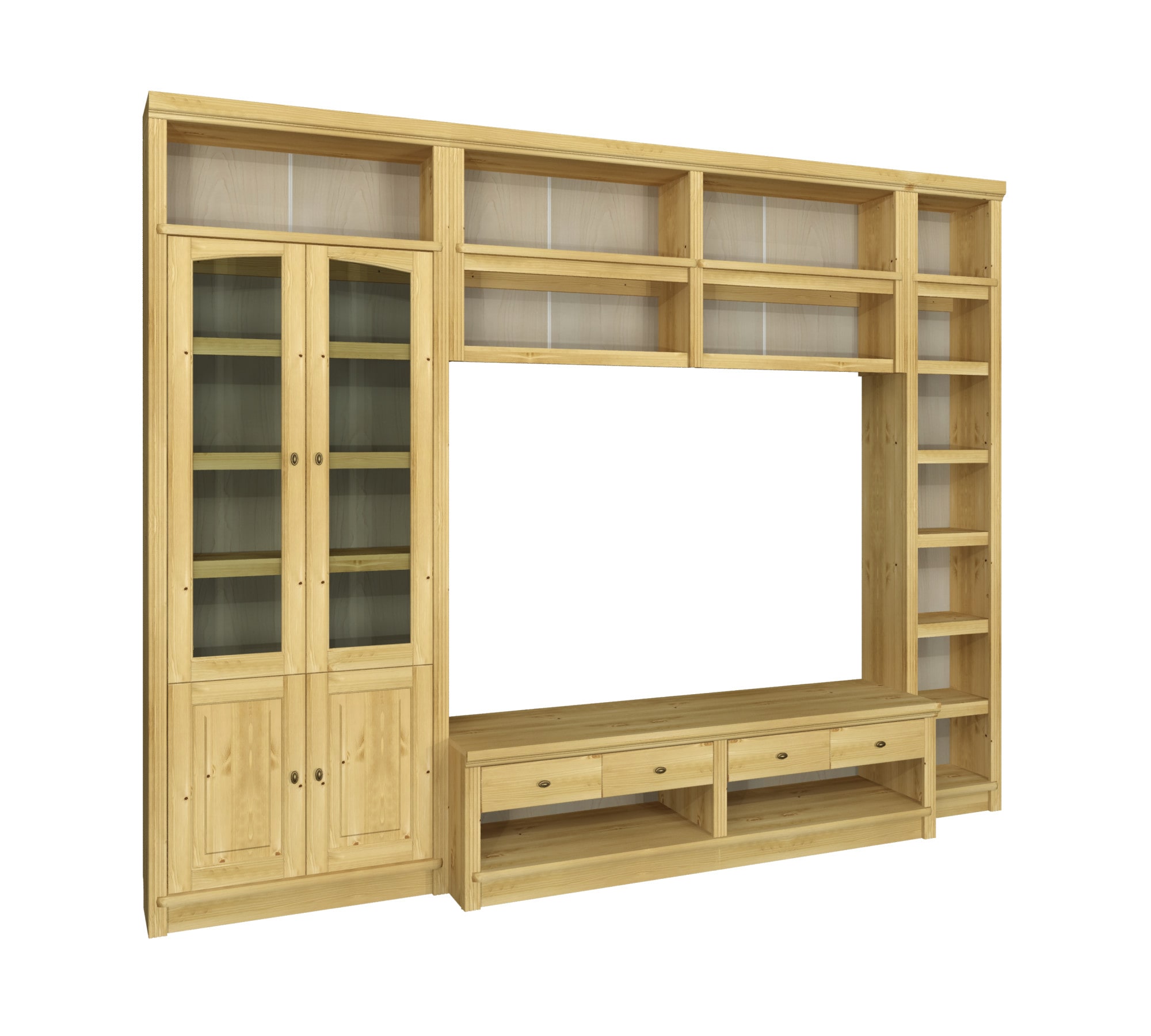 GOODproduct Wohnwand »Soeren, 1 TV-Lowboard, 1 Wandregal, 1 Bücherregal, 1 Vitrine« Set, 4 Stk. tlg.
