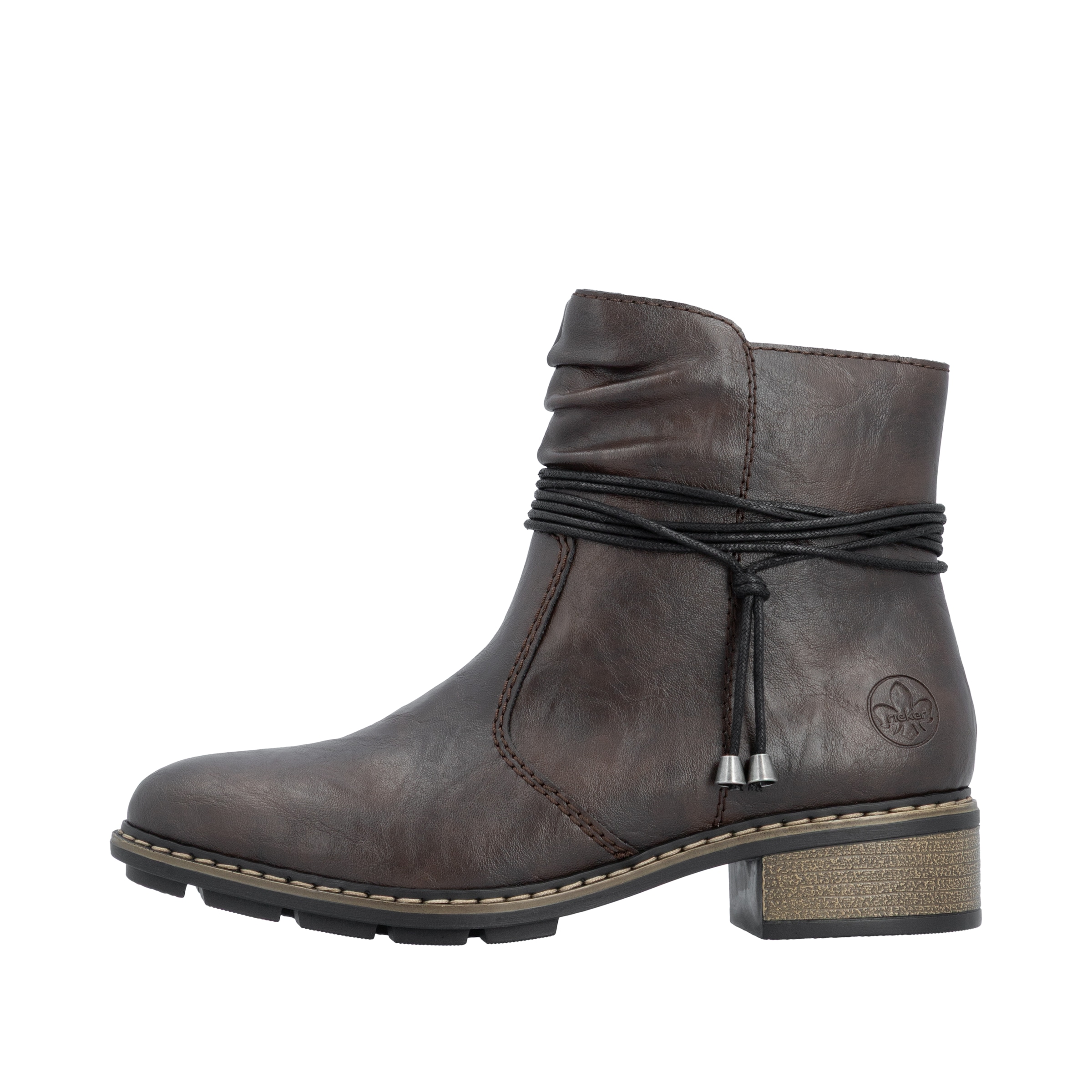 Rieker Winterstiefelette  Reissverschluss-Boots mit Zierkordel und slouchy Schaft