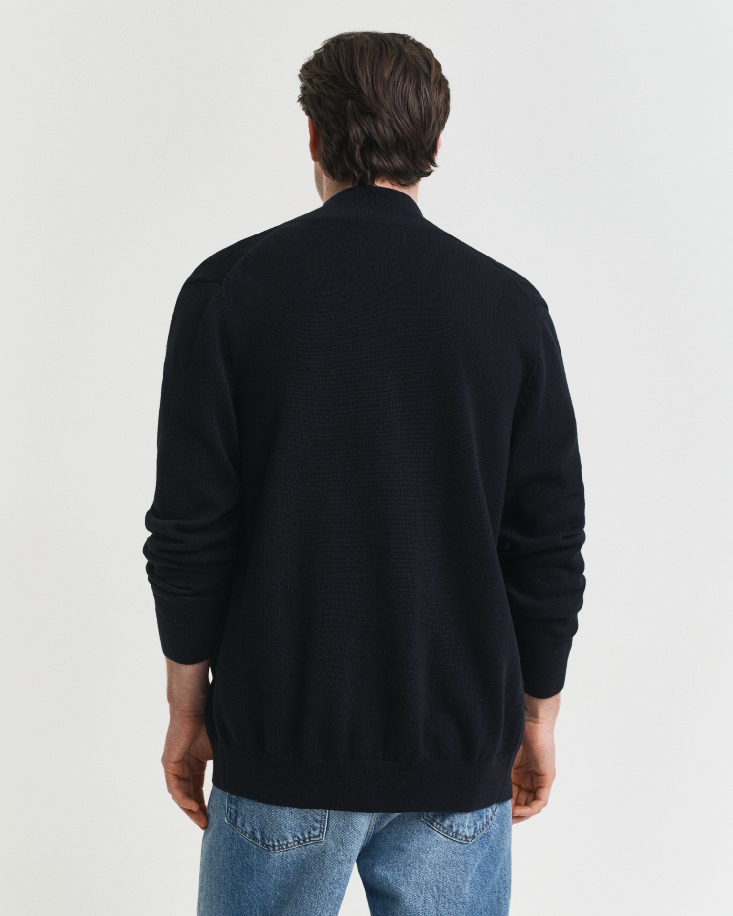 Gant Cardigan »CASUAL COTTON ZIP CARDIGAN« Mit Rippbündchen an Stehkragen, Ärmeln und Saum