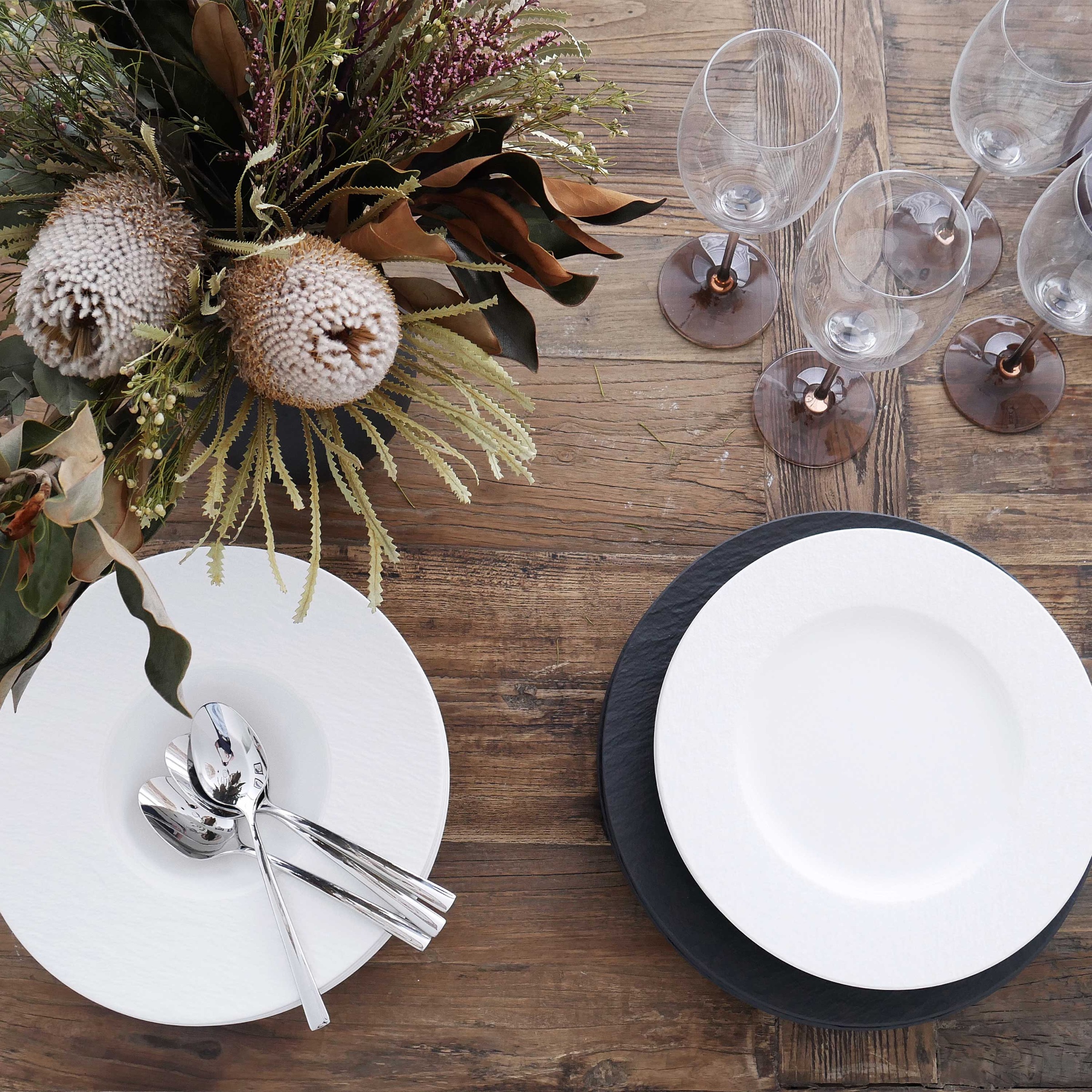 Villeroy & Boch Set de vaisselle »Manufacture Rock Tafelset« porcelaine de qualité supérieure,