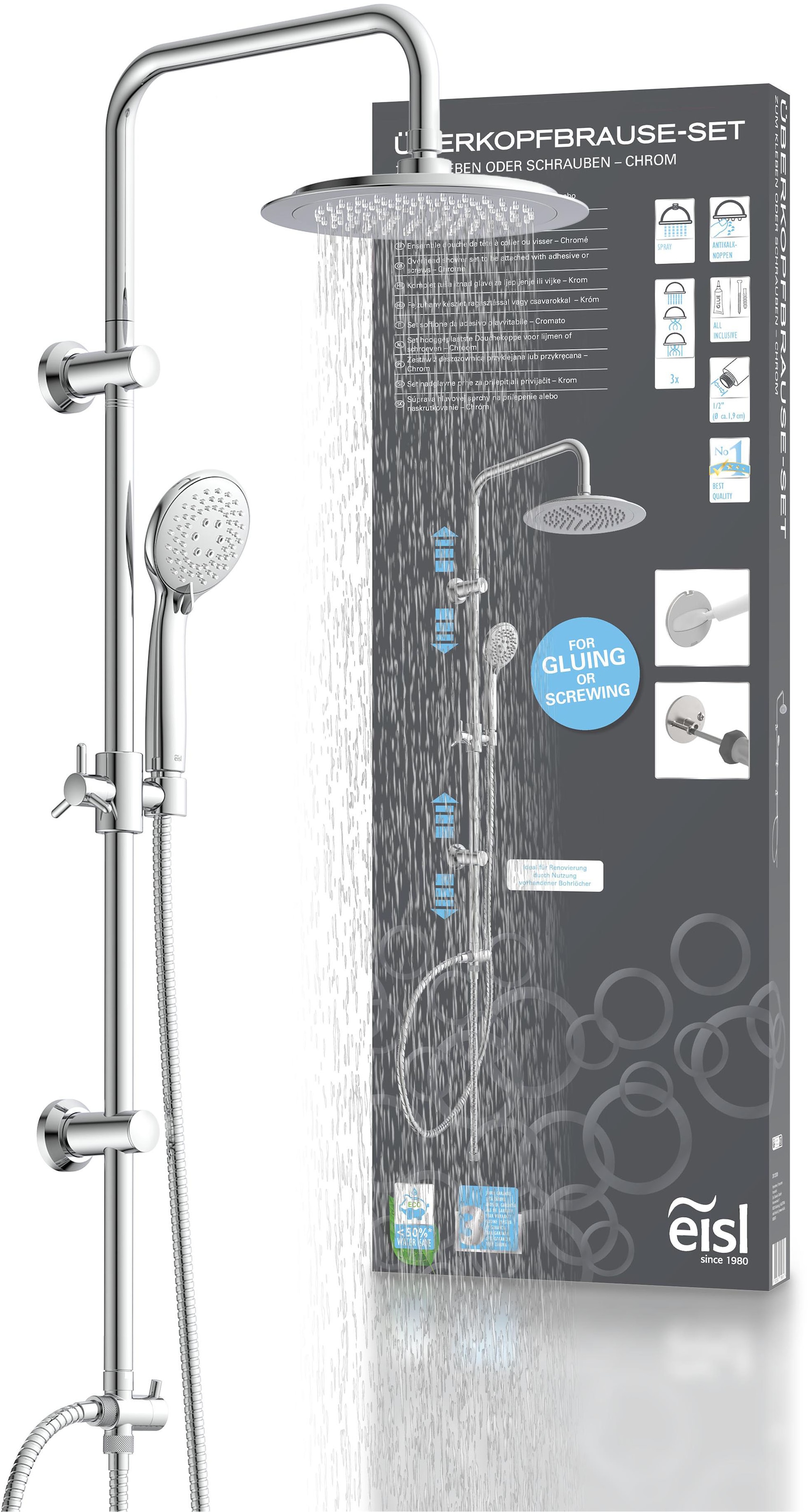 Image of Eisl Duschsystem 3-fach verstellbare Wellness Handbrause mit Antikalk-Noppen