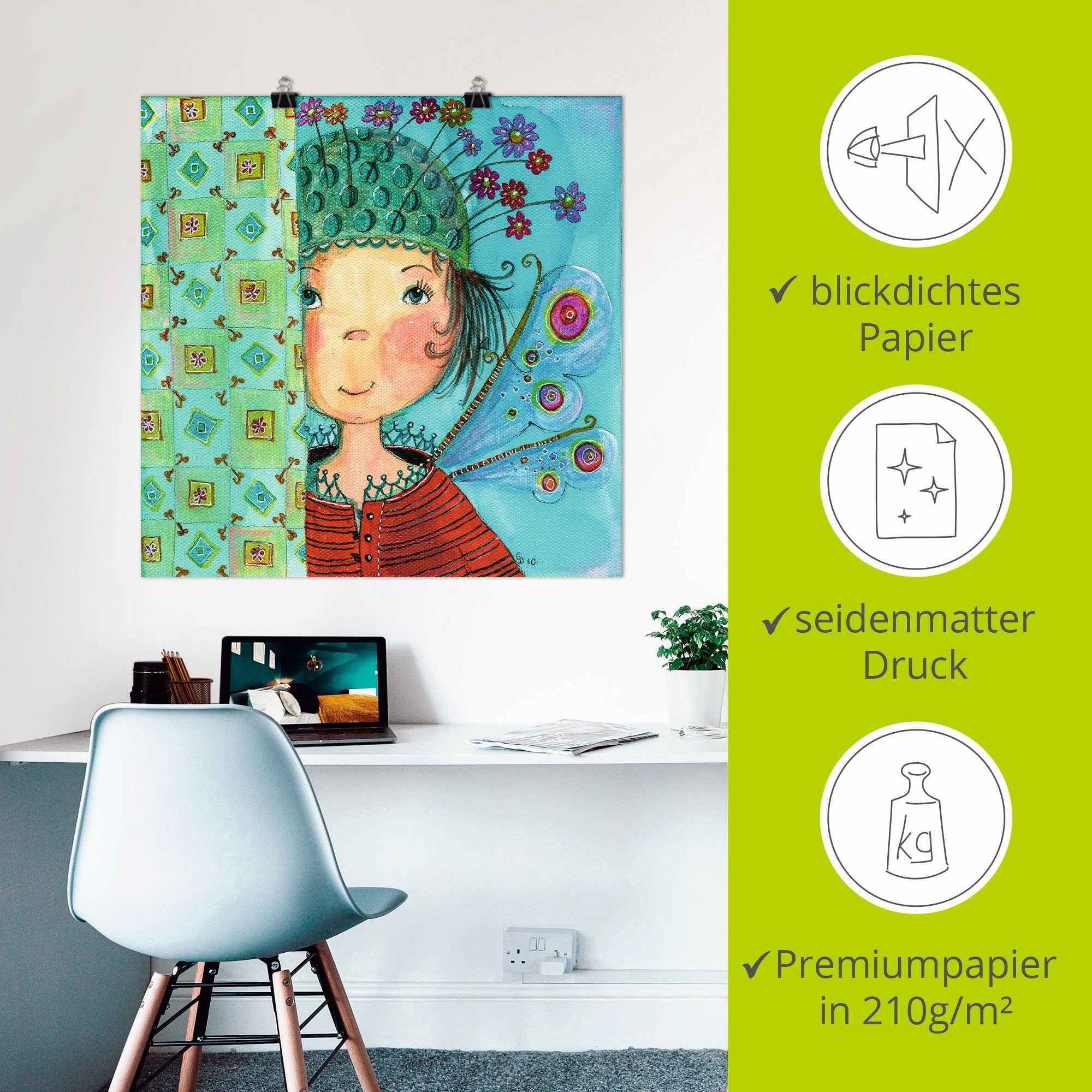 Artland Wandbild »Engelchen versteckt sich«, Kinder, (1 St.), als Leinwandbild, Poster in verschied. Grössen