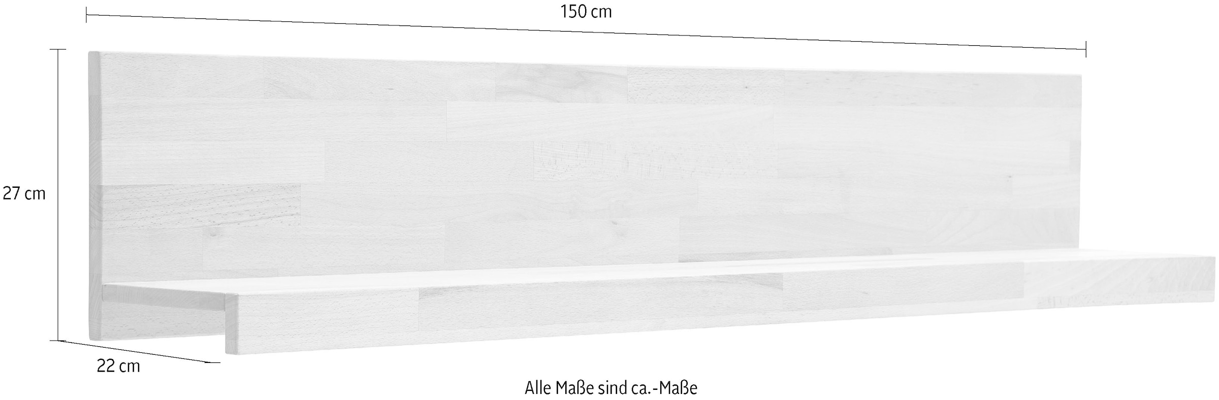 MCA living Wandboard »Fenja Wandpaneel, Wandregal, Regal, Regal mit Boden« 1 Stk. tlg. Massivholz, Kernbuche, 1 Boden mit Blende, Breite 150 cm