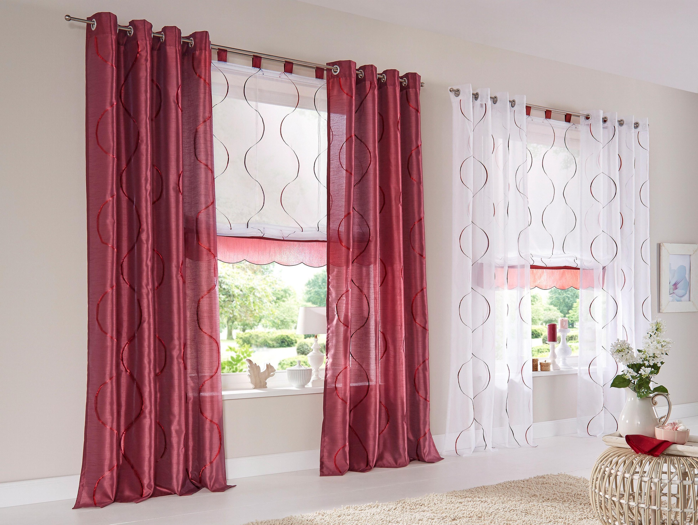 Image of my home Raffrollo »Tayma«, mit Schlaufen, Transparent, Stickerei, Polyester bei Ackermann Versand Schweiz