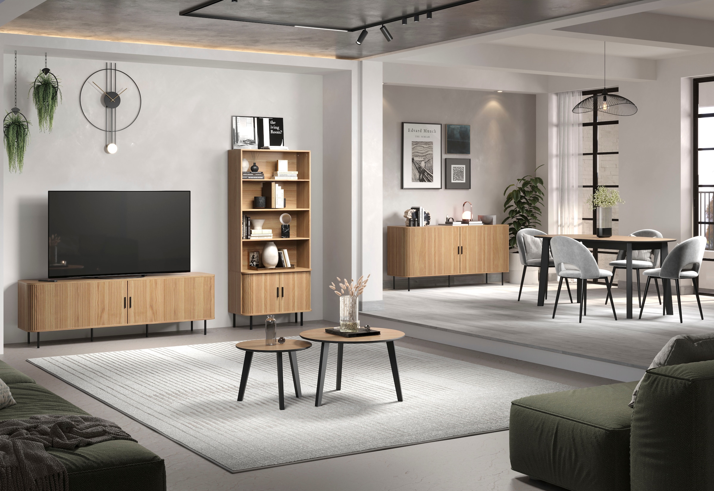 Home affaire Table basse »Ronda« Ensemble, 2 cuis tlg. tables d'appoint avec pieds en bois massif - dimensions (L/P/H) 50-70/39-45/50-70 cm