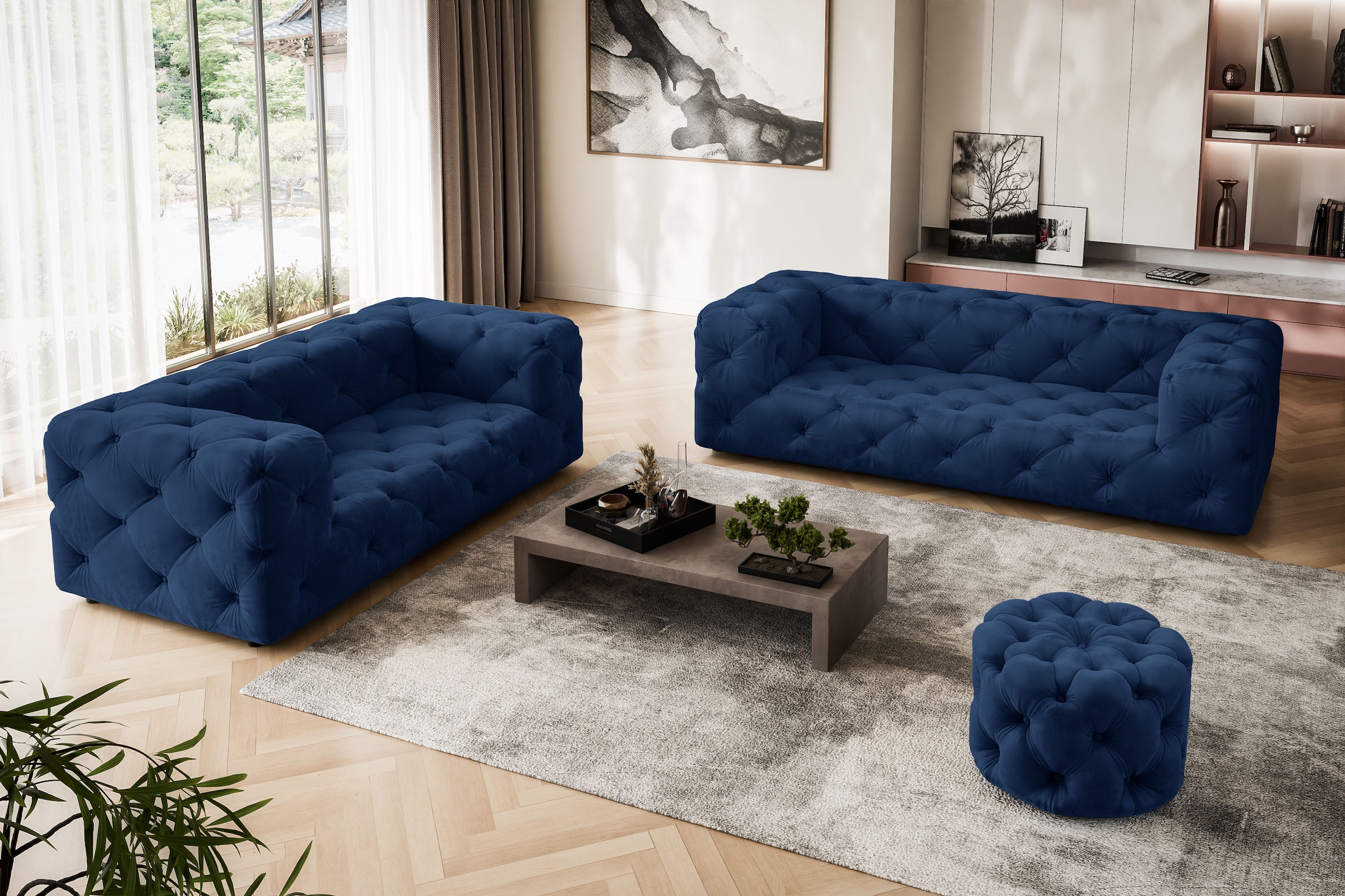 Home affaire Hocker »FOLLINA« Polsterhocker mit klassischer Chesterfield-Knopfheftung