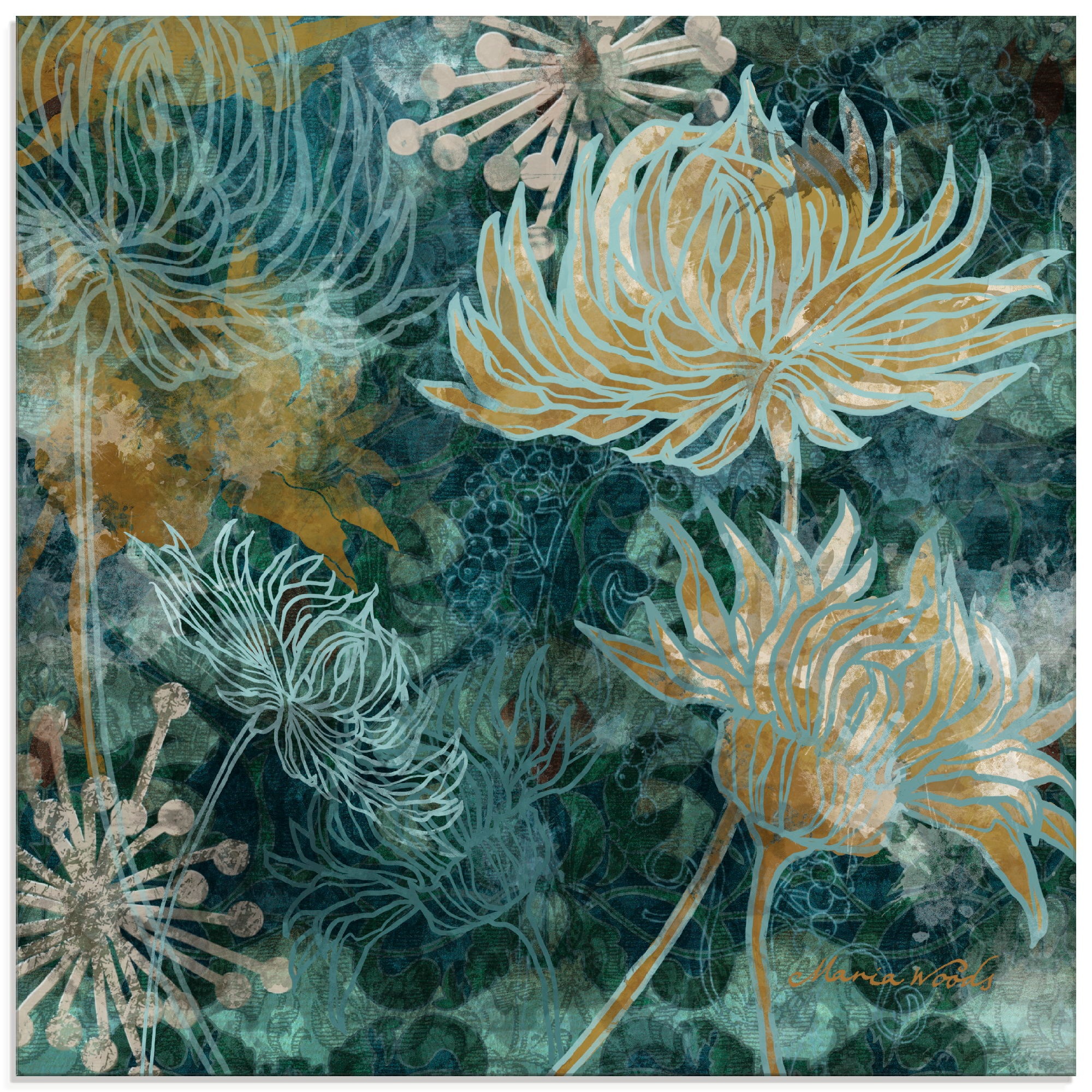 Image of Artland Glasbild »Blaue Chrysanthemen I«, Blumen, (1 St.) bei Ackermann Versand Schweiz