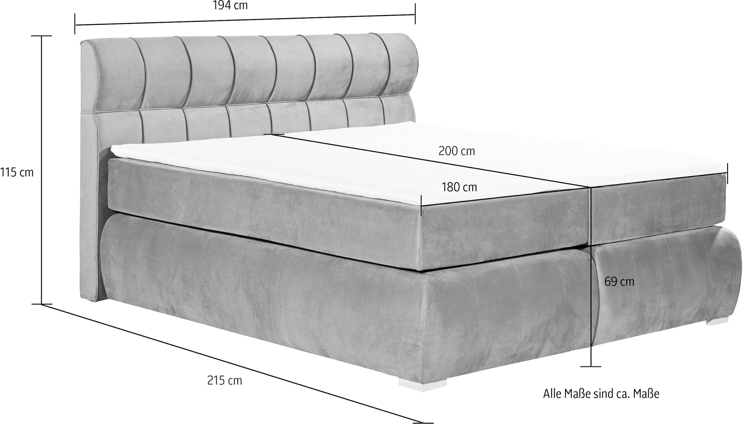 Places of Style Boxspringbett »Felicia«, in H4, inkl. Topper und Bettkasten