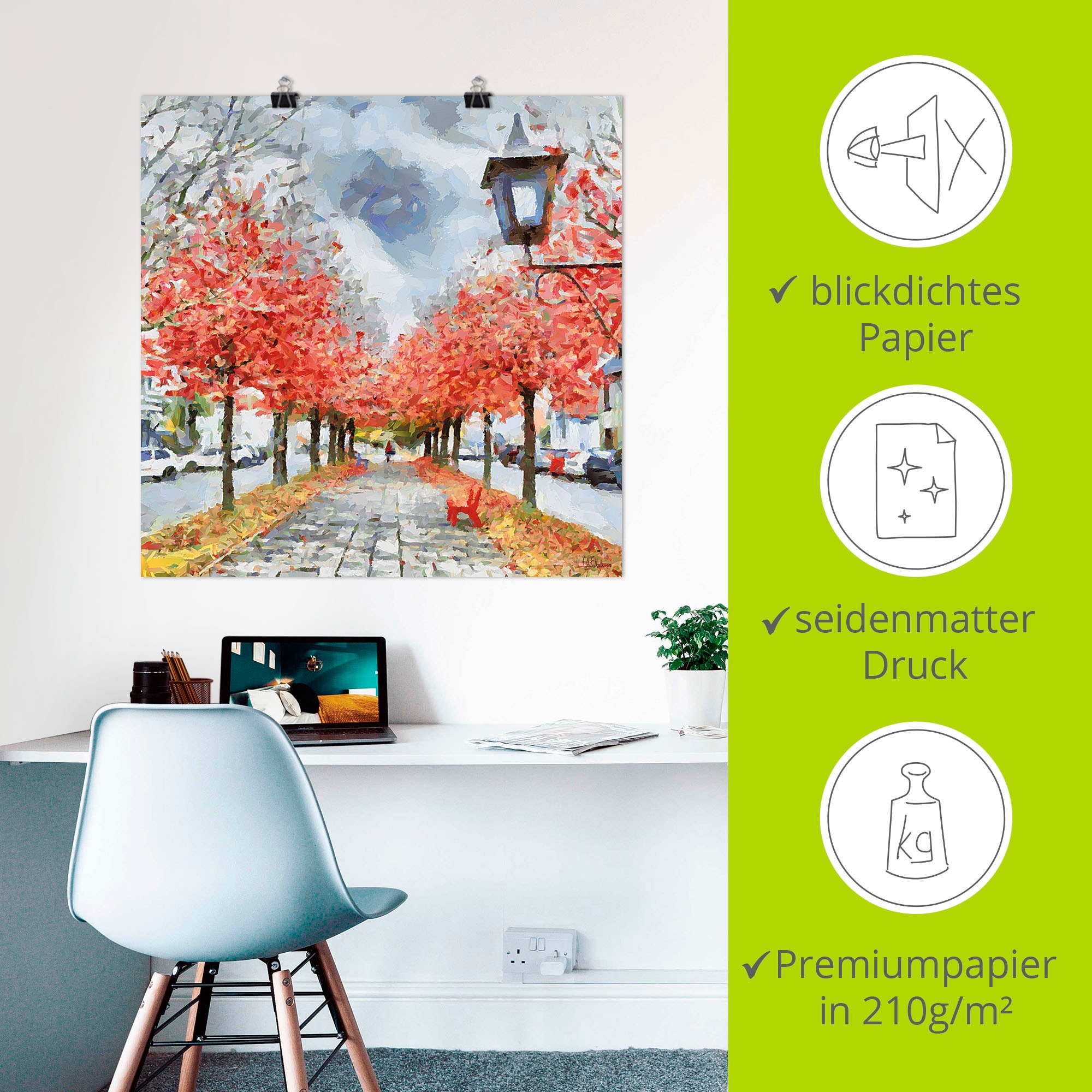 Artland Wandbild »Rote Bank« Wiesen & Baumbilder 1 Stk. tlg. als Leinwandbild, Poster in verschied. Grössen