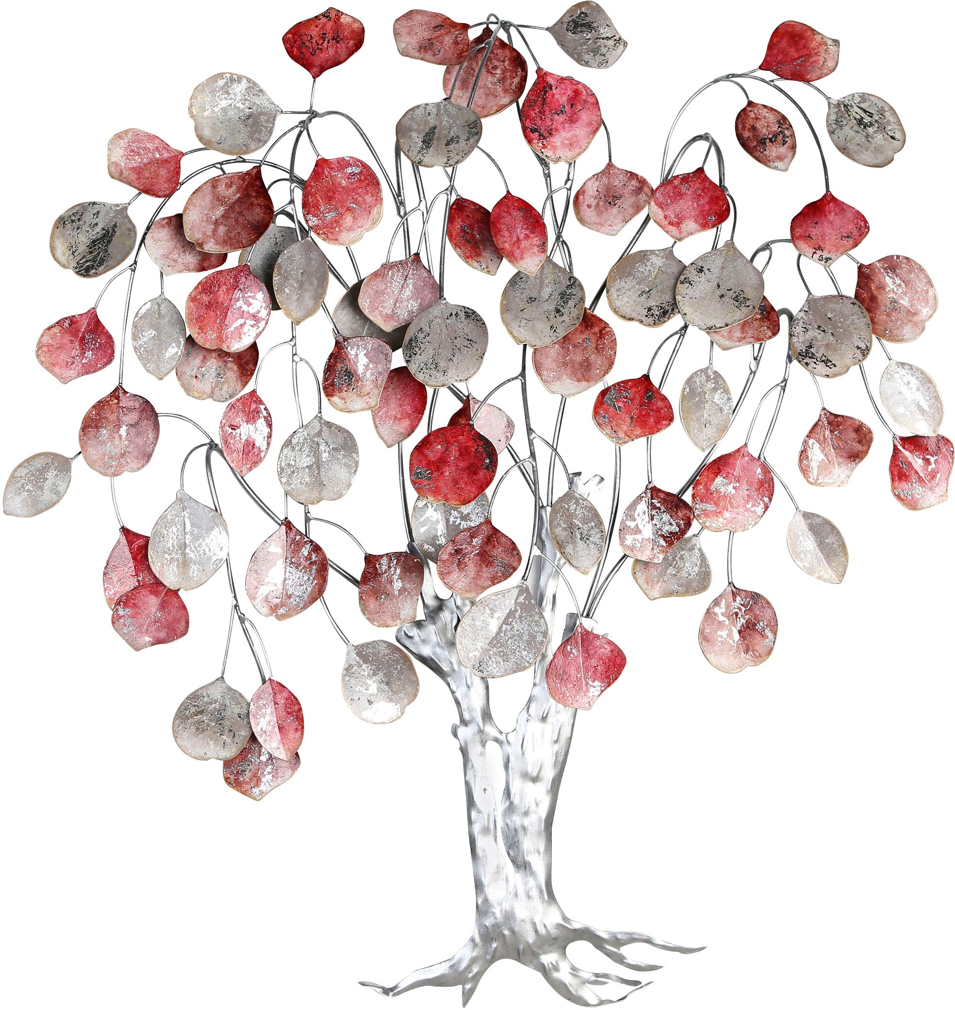 Image of GILDE Wanddekoobjekt »Wandrelief Love Tree, rottöne/silberfarben«, (1 St.), Wanddeko, Höhe 80 cm, aus Metall, Baum Form, dekorativ im Esszimmer & Wohnzimmer bei Ackermann Versand Schweiz