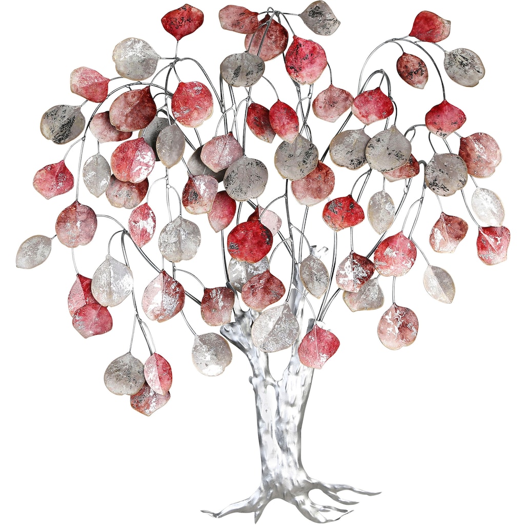 GILDE Wanddekoobjekt »Wandrelief Love Tree, rottöne/silber«