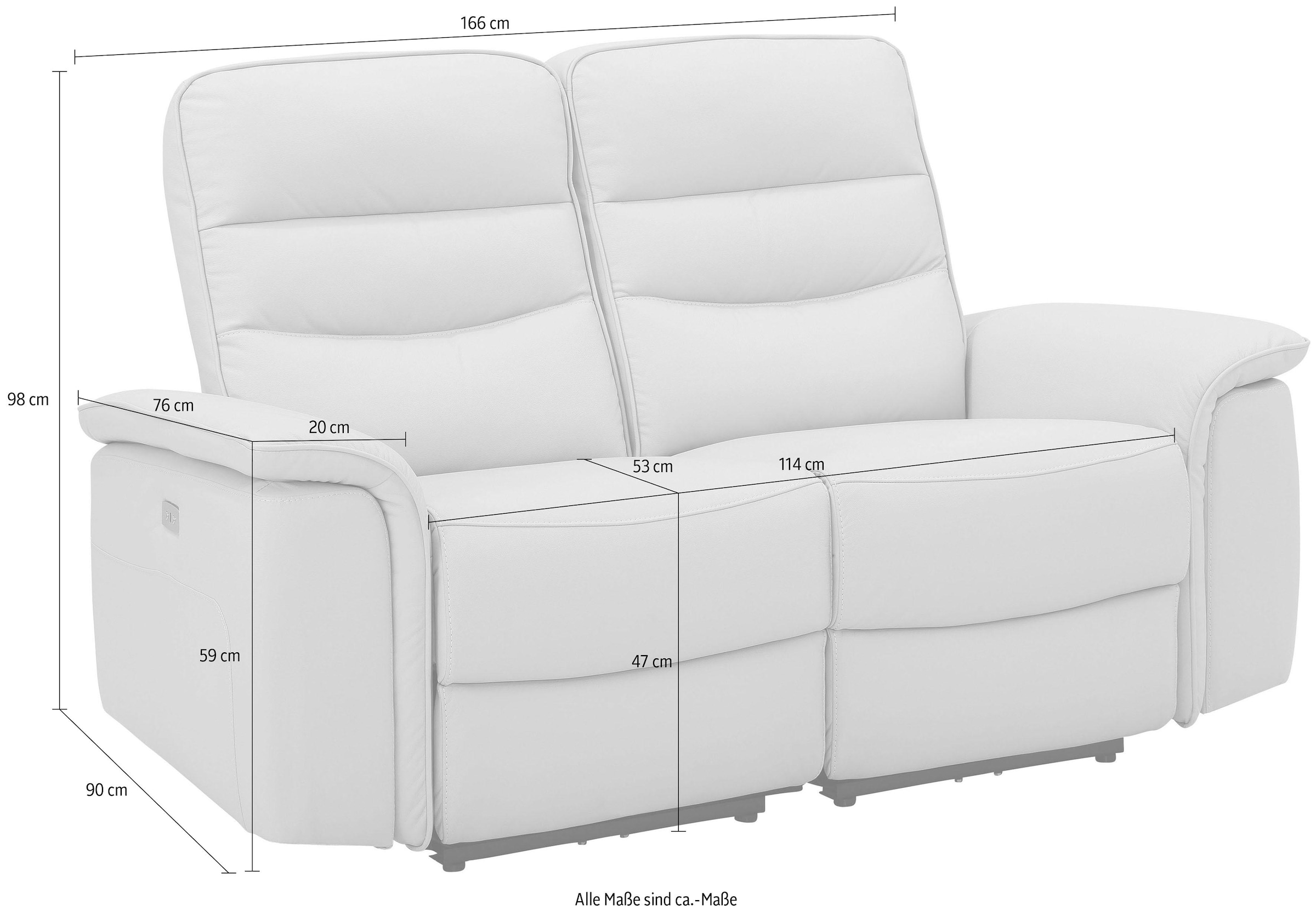 Home affaire 2-Sitzer »Maldini« elektrischer Relaxfunktion und USB-Anschluss, Breite 166 cm
