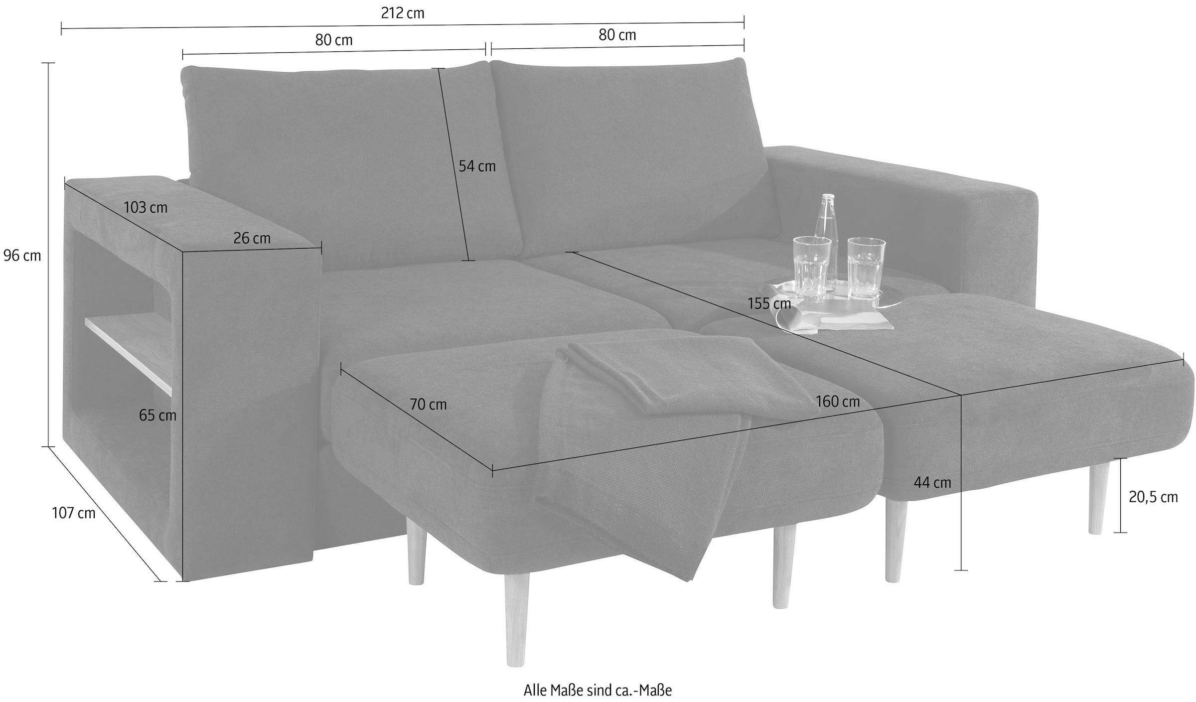 LOOKS by Wolfgang Joop 3-places »Looksvb« Verwandlungssofa: aus Sofa wird Sofa mit 2 Hockern, mit Regalfunktion