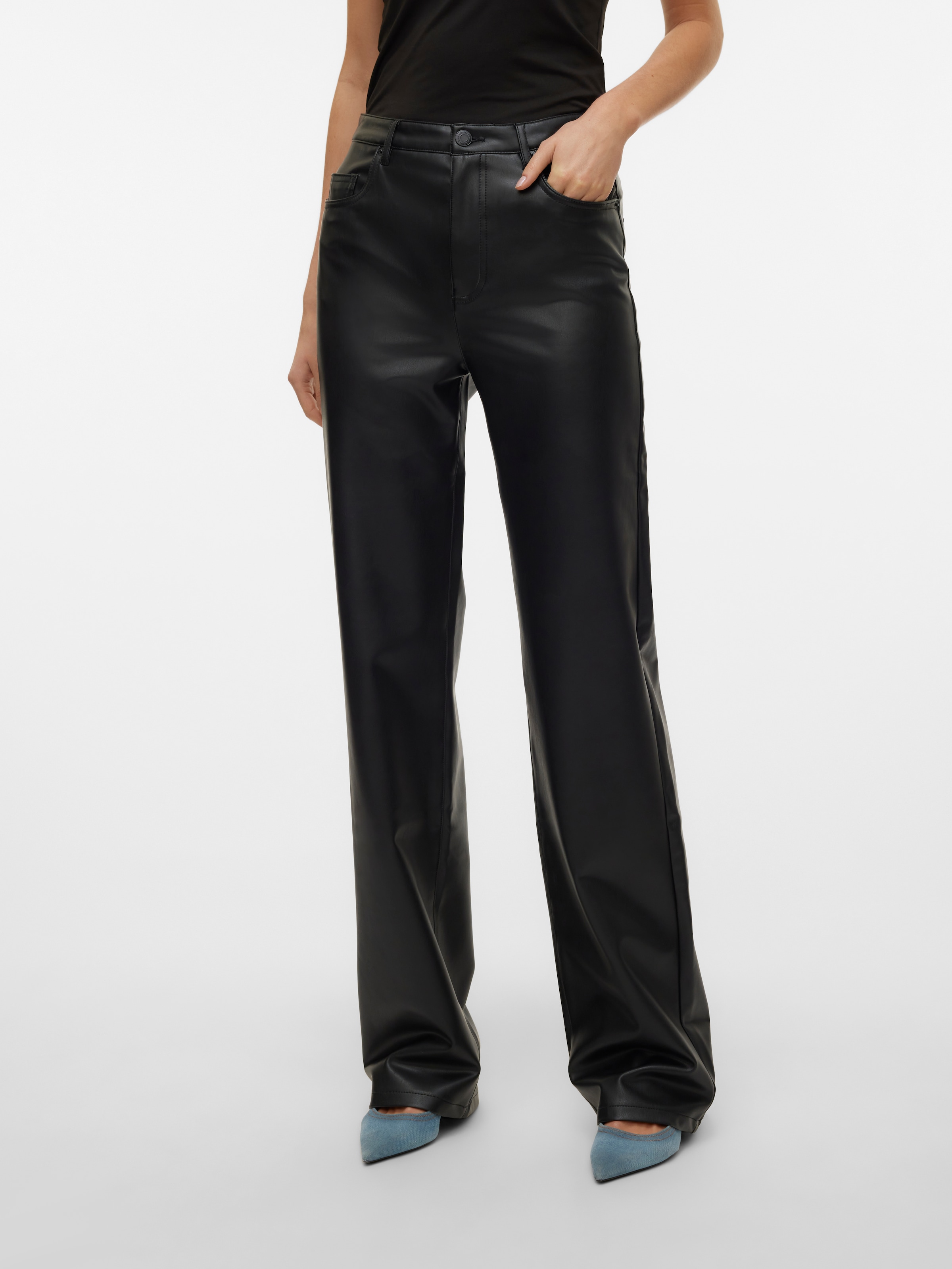Image of Vero Moda Lederimitathose "VMTESSA HR WIDE PL PANTS NOOS"