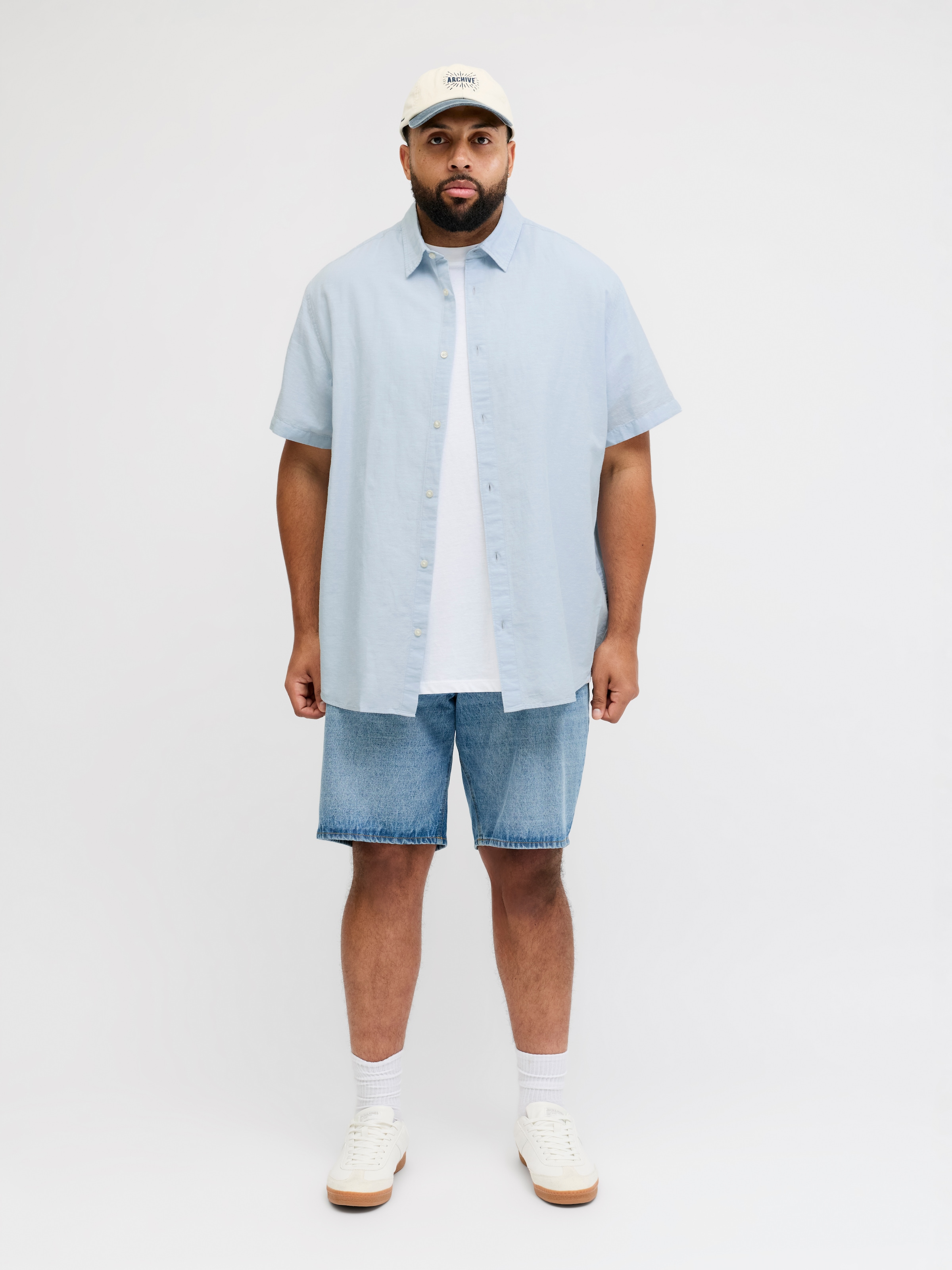 Jack & Jones PlusSize Kurzarmhemd »JJEBREEZE LINEN BLEND SHIRT S/S SN PLS« mit Leinen, regular fit
