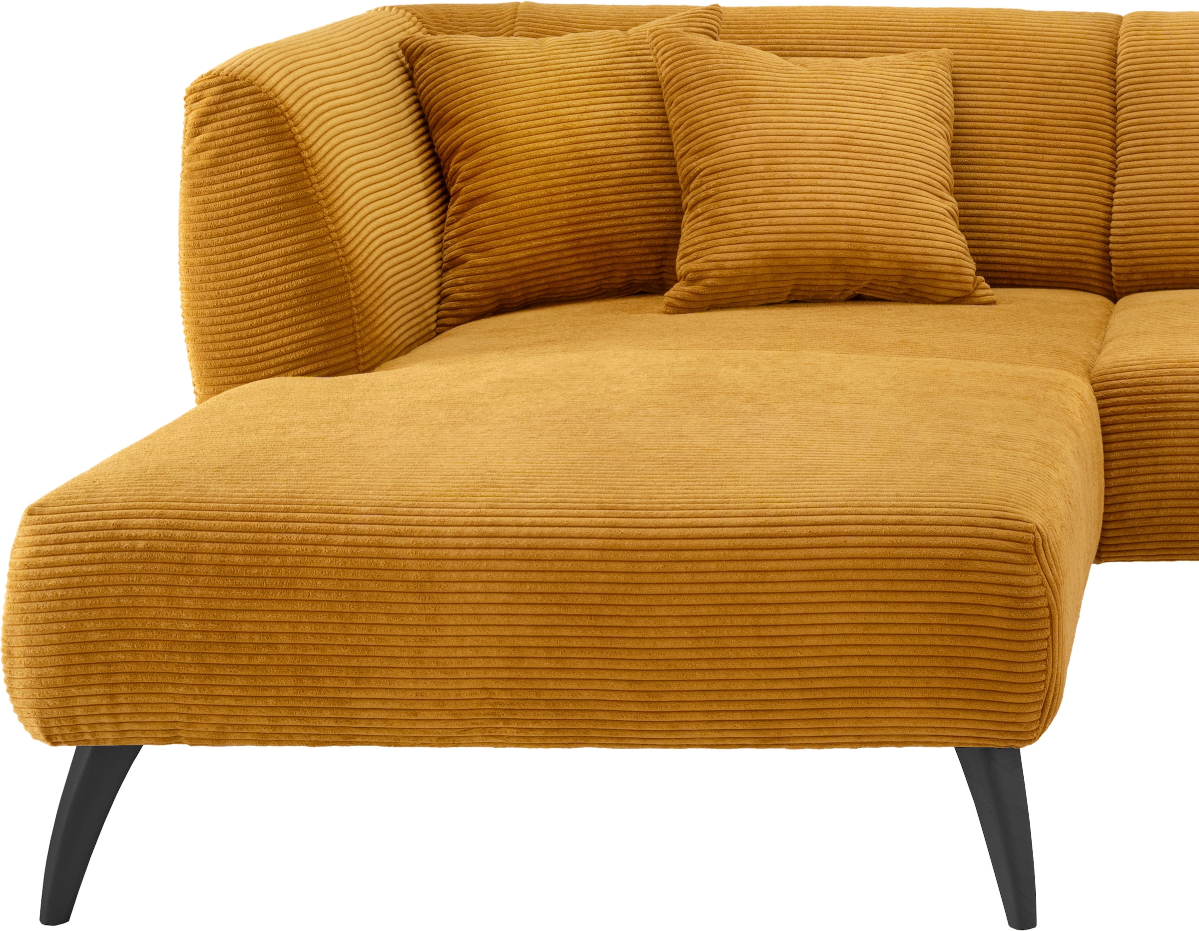 INOSIGN Ecksofa »Colori L-Form«, Holzfussfarbe wählbar, inkl. 4x Zierkissen
