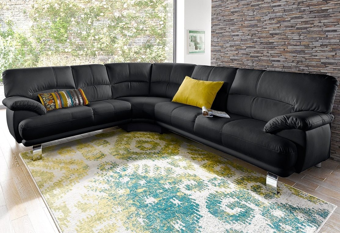 TRENDMANUFAKTUR Canapé d'angle »Cecilia in italienischem Design, modern und komfortabel, L-Form« bequeme Armlehnen, mit langem Schenkel