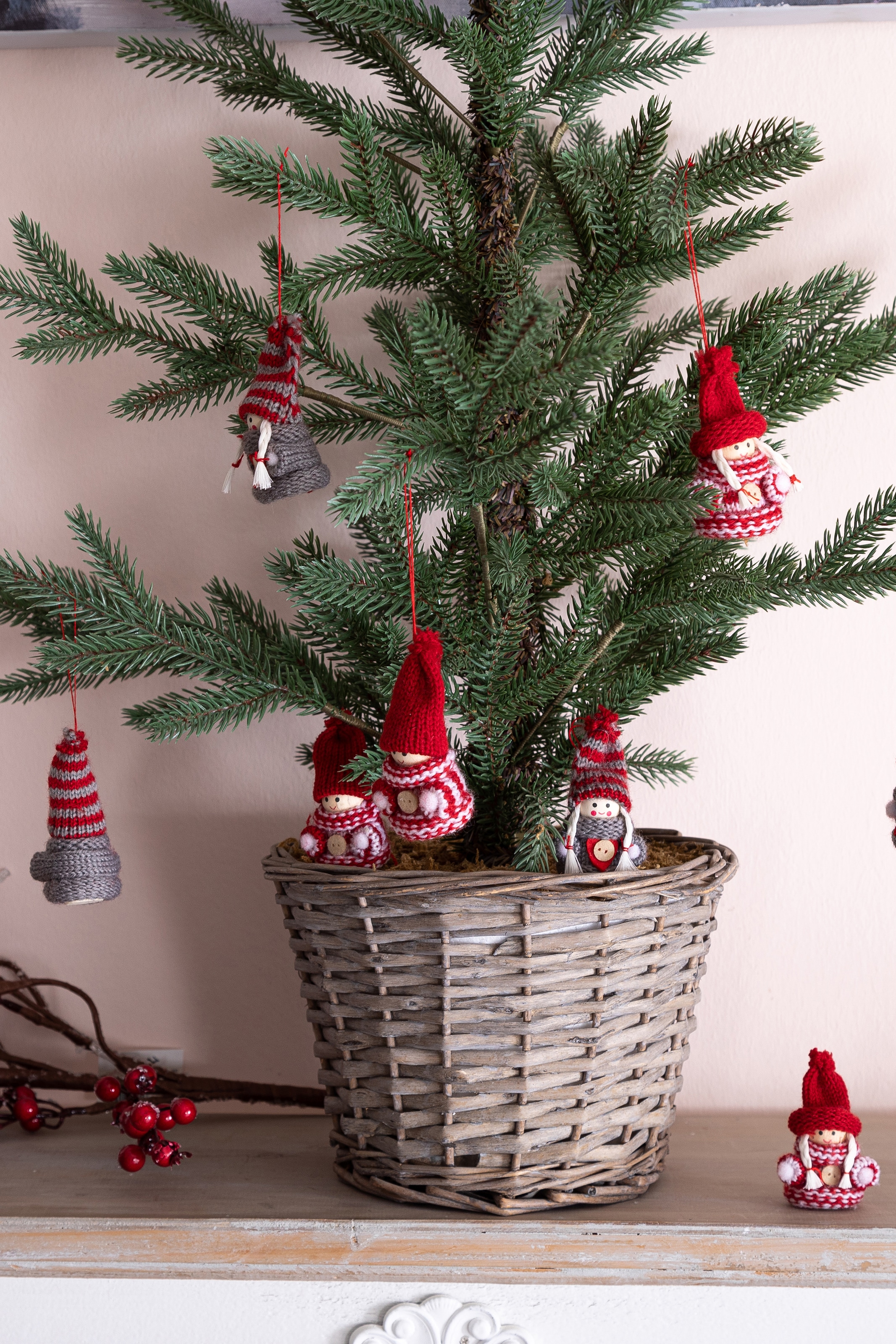 Myflair Möbel & Accessoires Figurine de Noël »Weihnachtsdeko rot« Wollwichtel Baumhänger, Länge ca. 7 cm