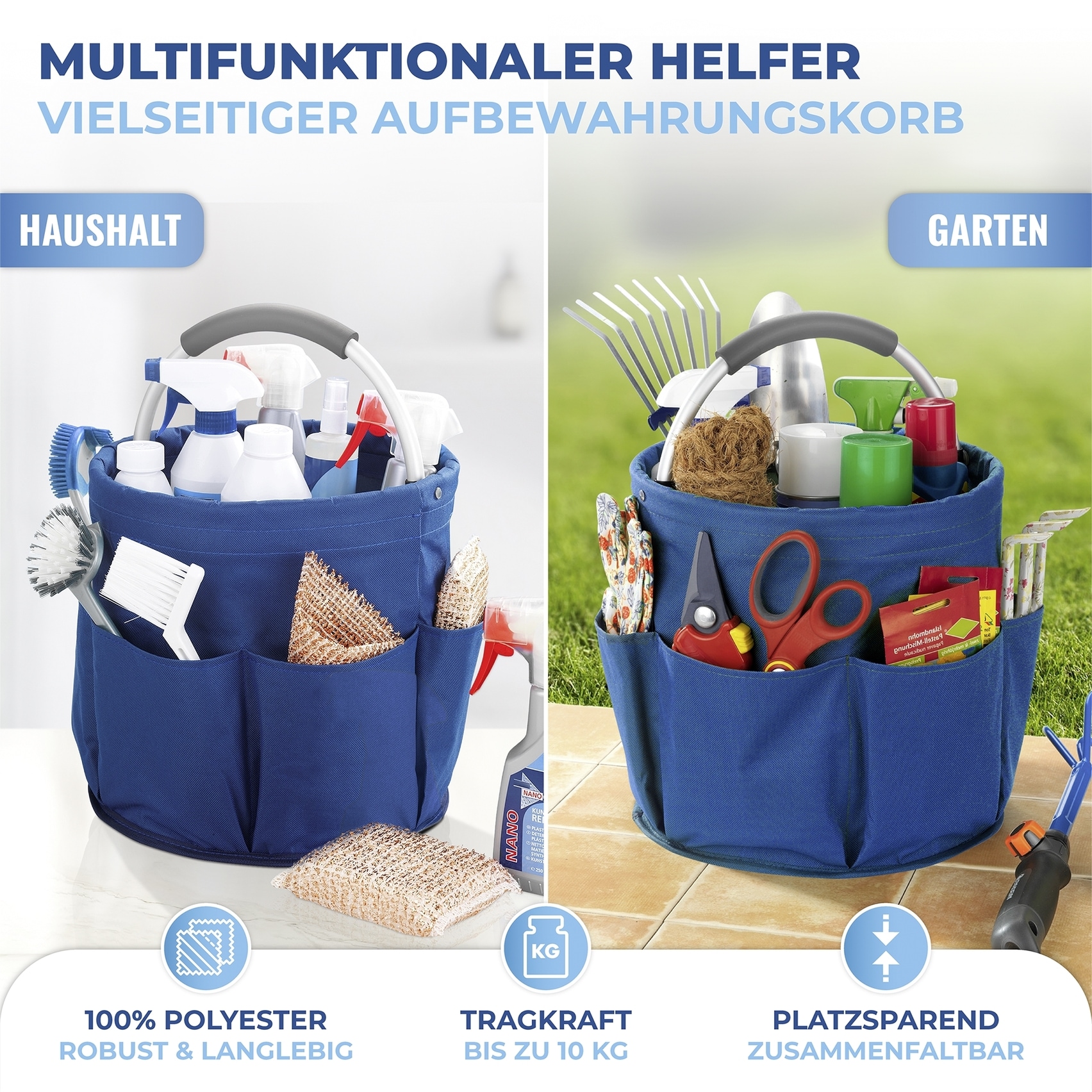 Maximex Organizer »Universal-Reinigungs-Caddy«, Allzweckkorb mit 6 Aussentaschen, ideal für Haushalt, Garten & Camping