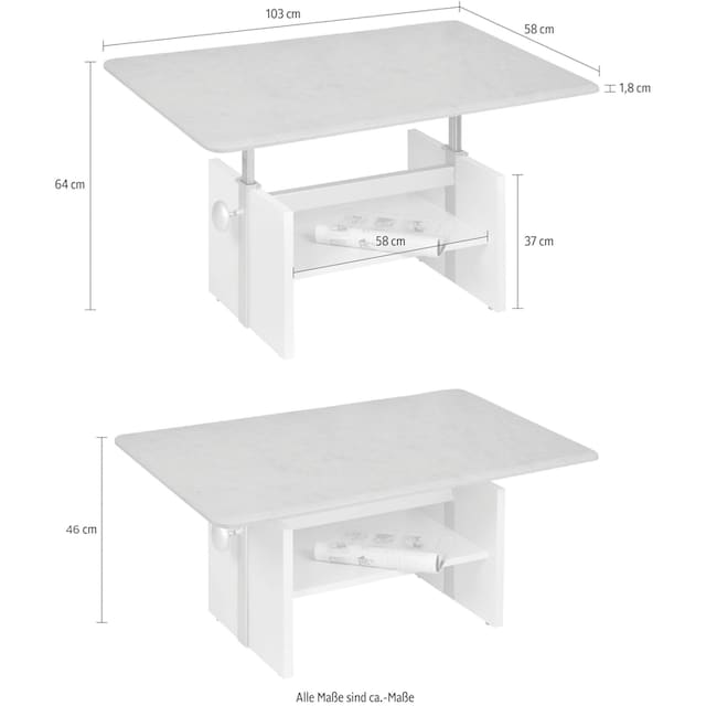 PRO Line Couchtisch »Avant«, Funktion, höhenverstellbar mit Lift, mit oder ohne  ausziehbare Platte günstig kaufen