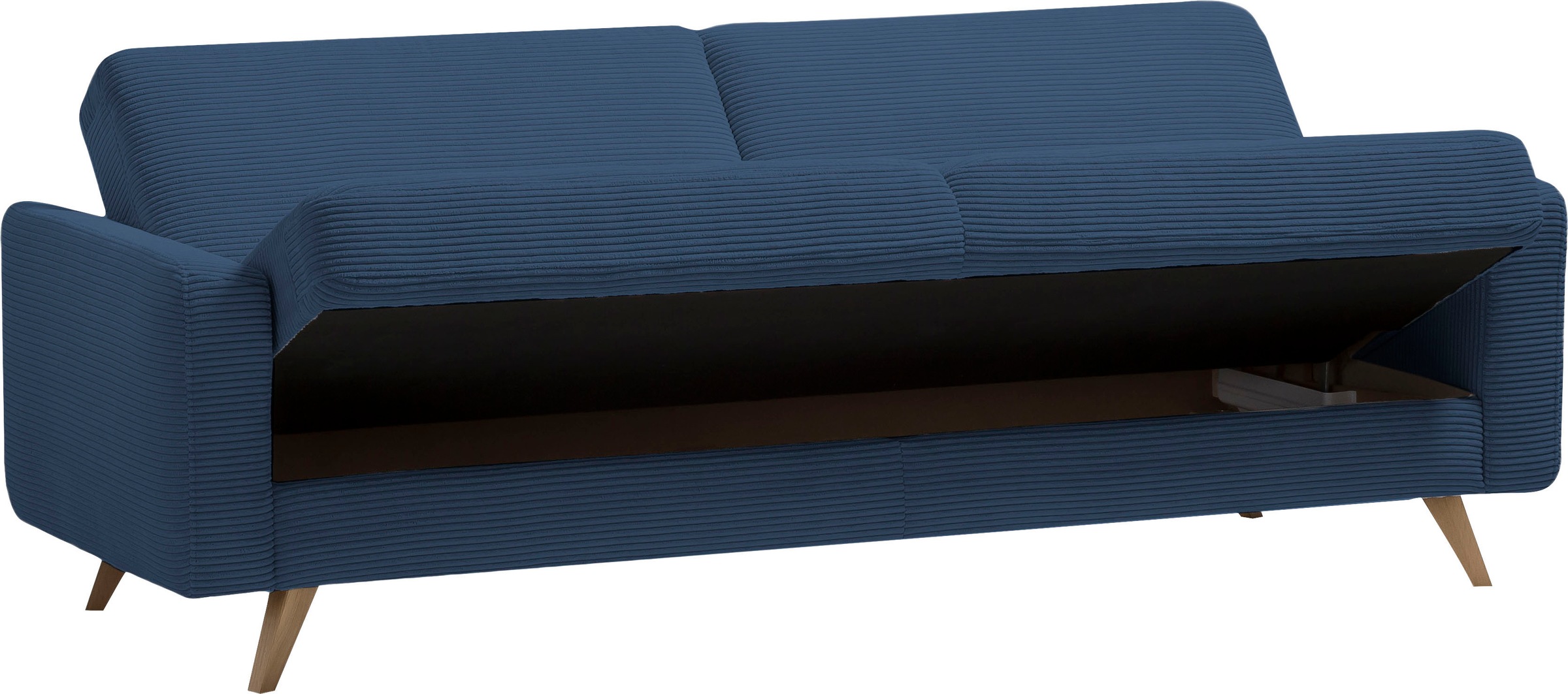 exxpo - sofa fashion 3-Sitzer »Samso, elegant und bequem, aktueller Cord Bezug, Kippcouch«, hochwertige Verarbeitung, Schlafsofa inkl. Bettfunktion und Bettkasten