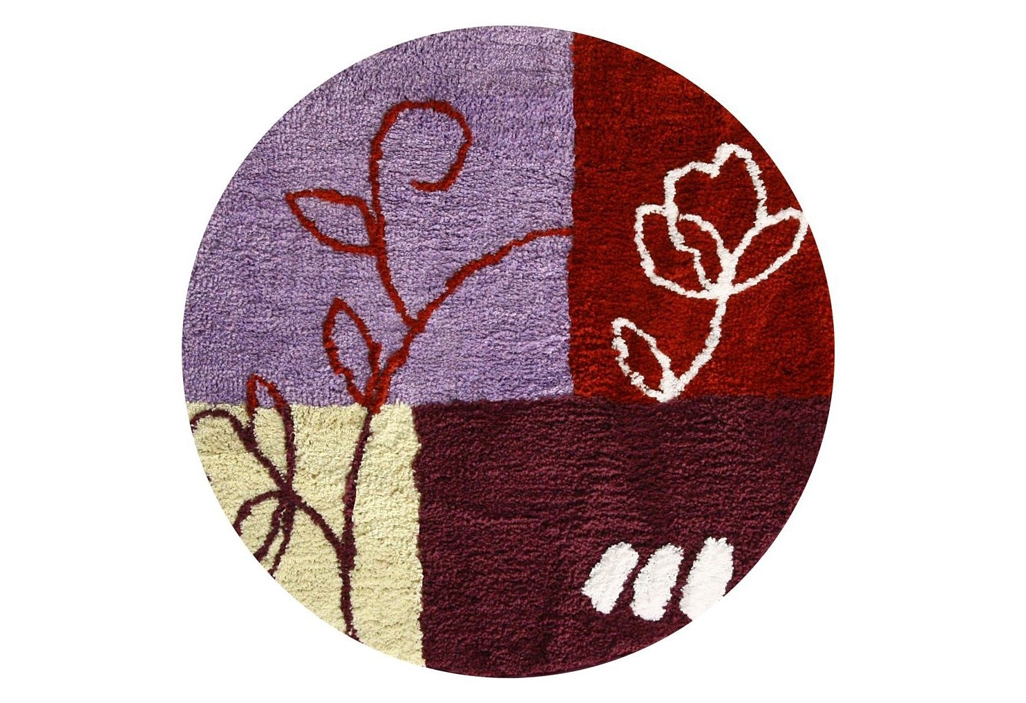 Image of KiNZLER Badematte "Gedinne" Höhe 20 mm rutschhemmend beschichtet fussbodenheizungsgeeignet Badteppich, rund, modernes florales Patchwork Design, waschbar