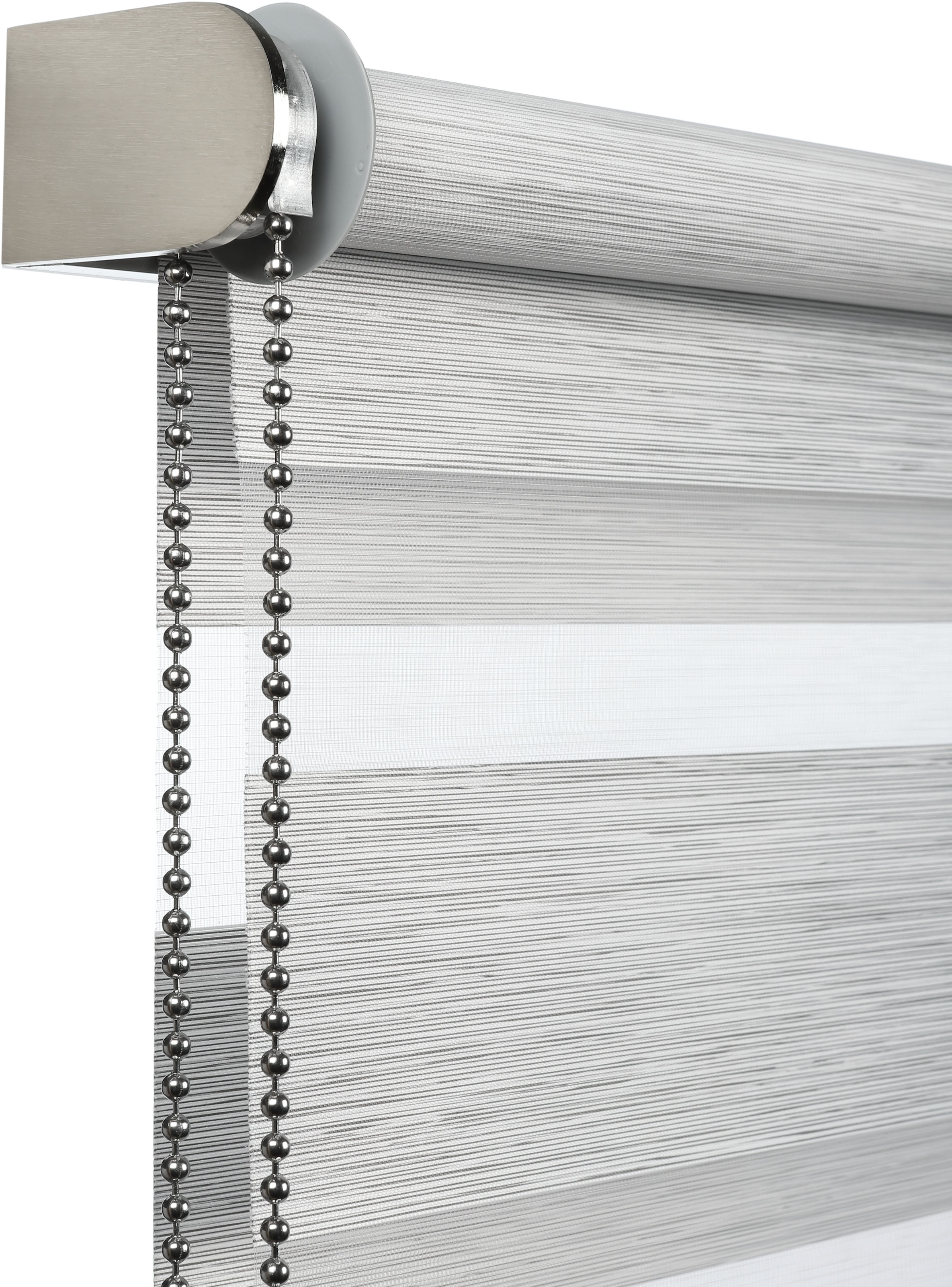 GARDINIA Doppelrollo »de luxe«, halbtransparent, Sichtschutz, mit Bohren/ohne Bohren, freihängend, hochwertiges Gesamtkonzept mit silbernen Metallkomponenten