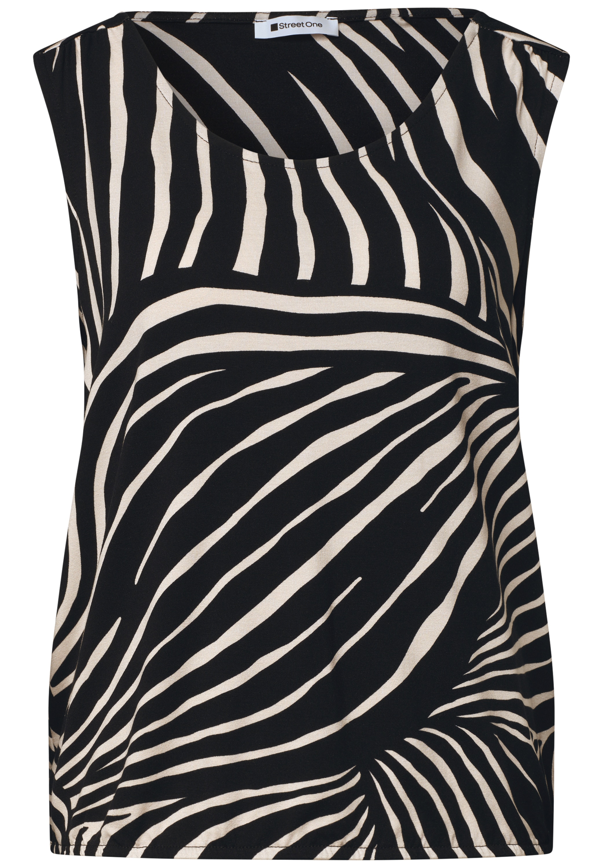 STREET ONE Haut de chemise Sommertop bedruckt mit V-Neck und Elastiksaum