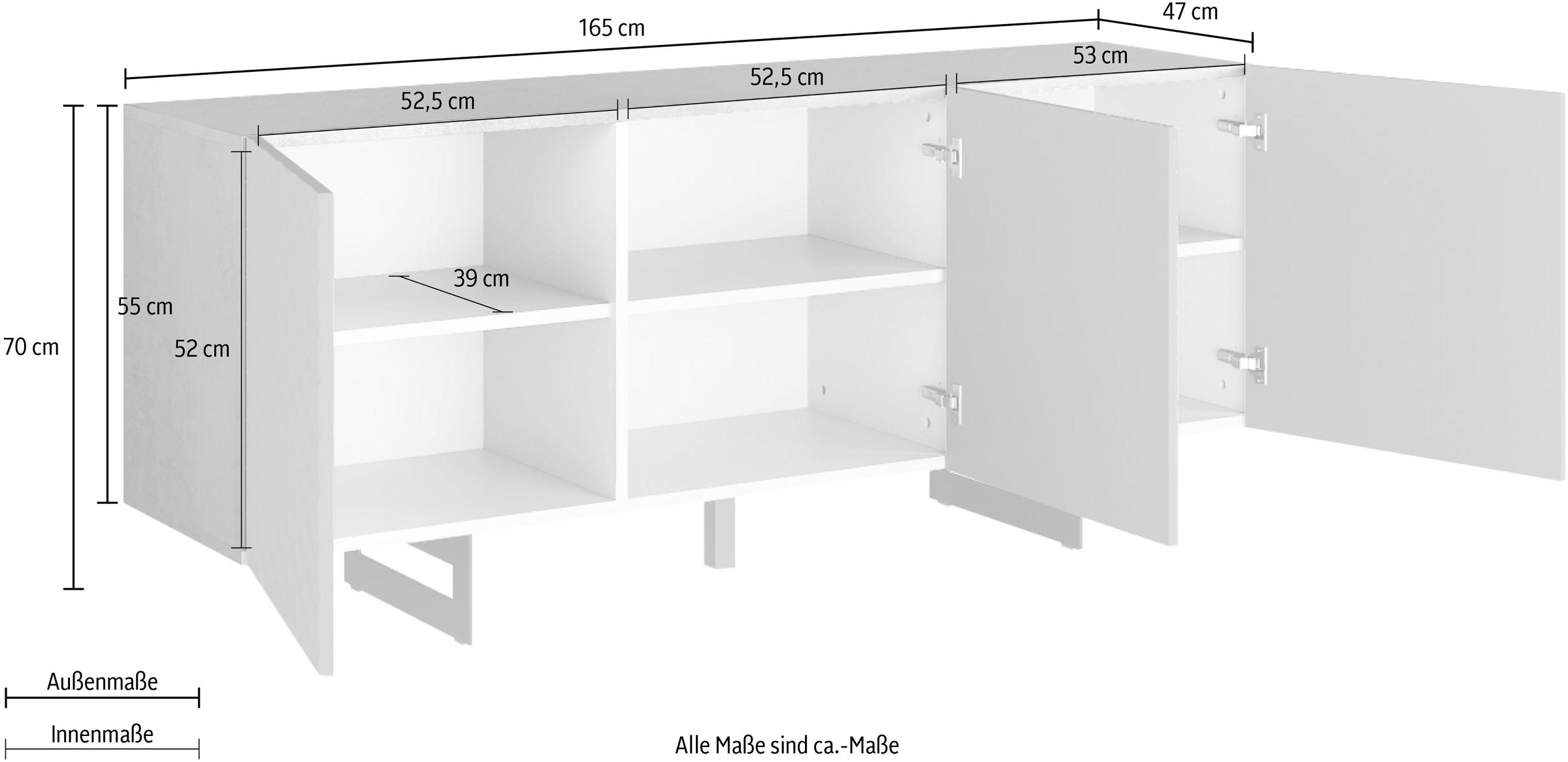 DIVENTA Sideboard »KORFU«, Breite 165 cm