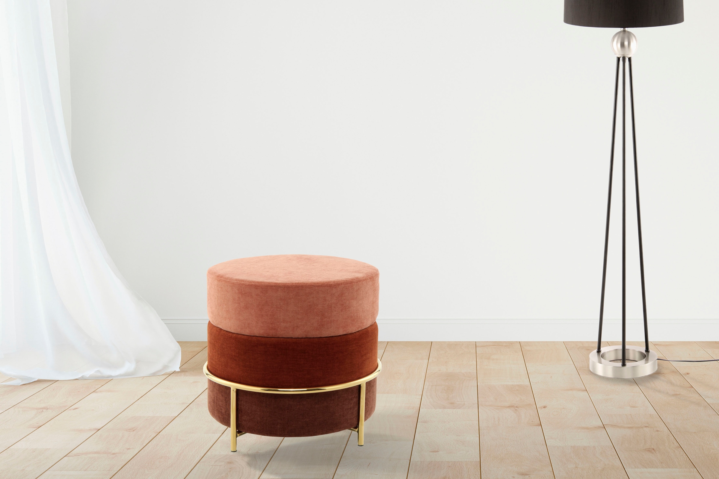 Image of Kayoom Sitzhocker "Hocker Matilda 225, Komfortable runde Form, Gemütlicher Design-Hocker" 1 Stk. tlg. samtweich, elegant, gepolstert, grosse Sitzfläche