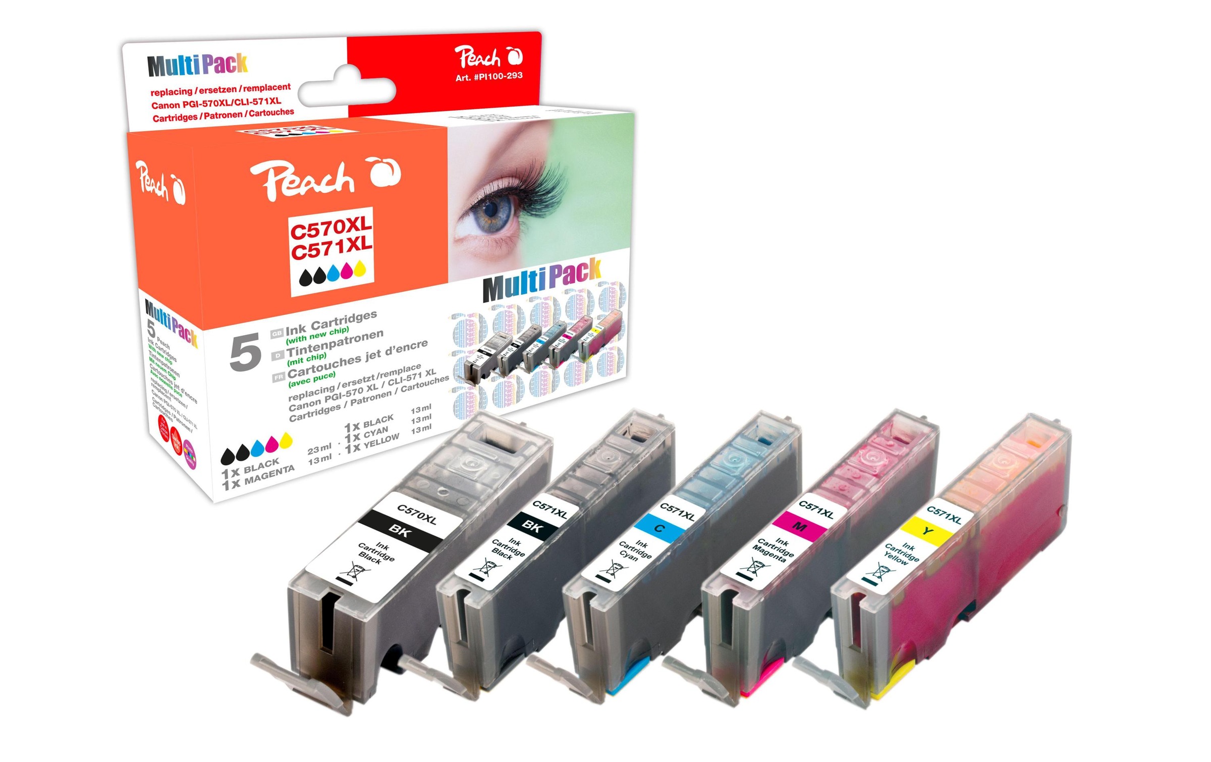 Peach Tintenpatrone »Canon PGI-570XL / CLI-571 C, M, Y, 2x BK«, (1 St.)