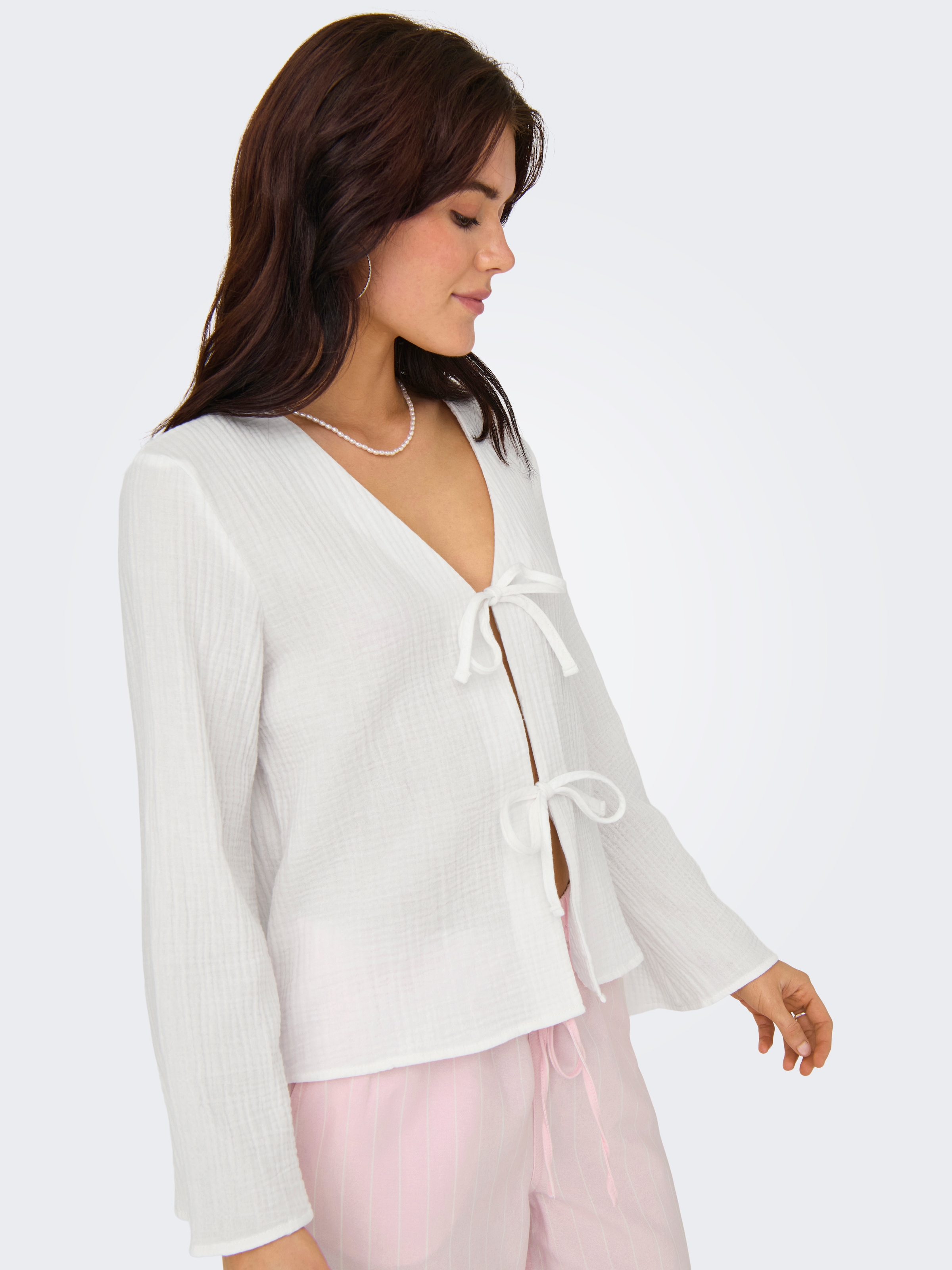 JDY Blouse à manches longues »JDYTHEIS LIFE L/S TOP WVN NOOS« coton, coupe régulière, qualité mousseline