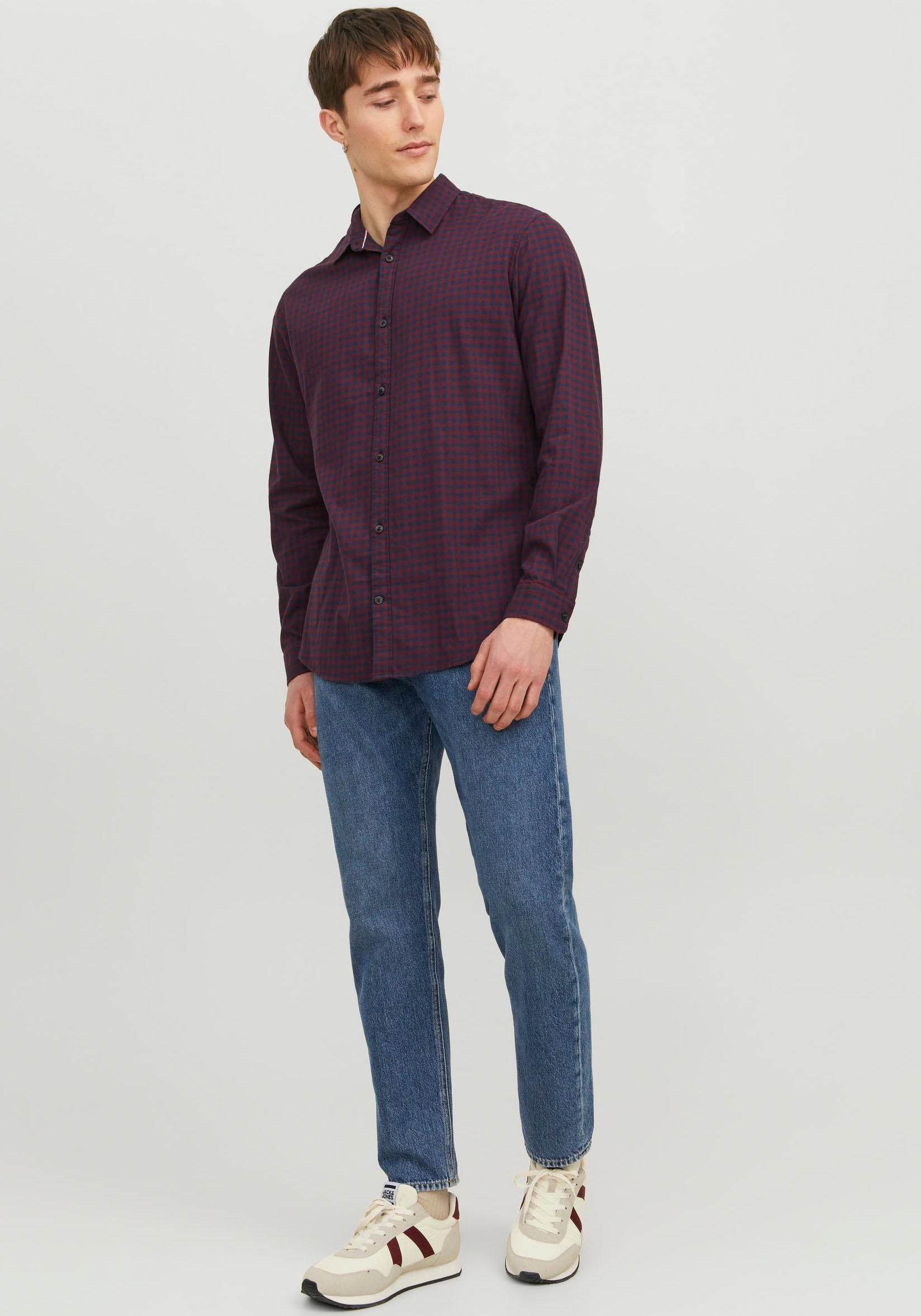 Jack & Jones Langarmhemd »JJEGINGHAM TWILL SHIRT L/S NOOS«