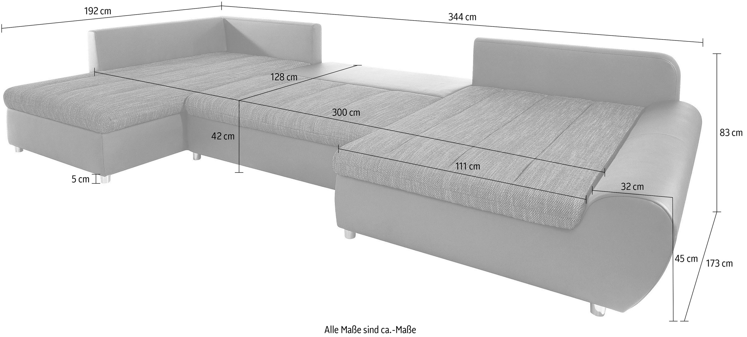 sit&more Wohnlandschaft »Top Bandos U-Form«, in 2 unterschiedlichen Grössen, wahlweise mit Bettfunktion