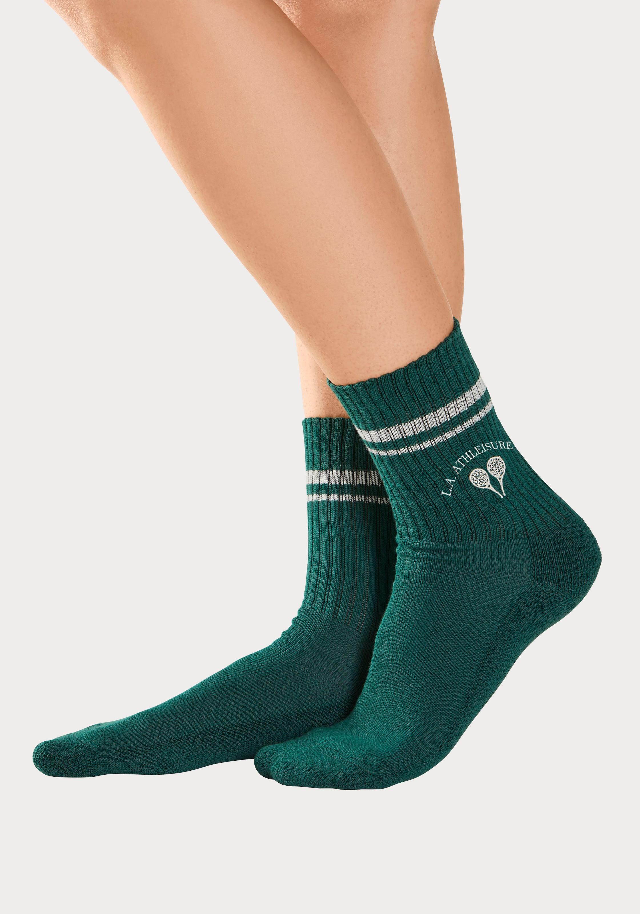 LASCANA ACTIVE Tennissocken, (Packung, 3 Paar), mit kleiner Stickerei