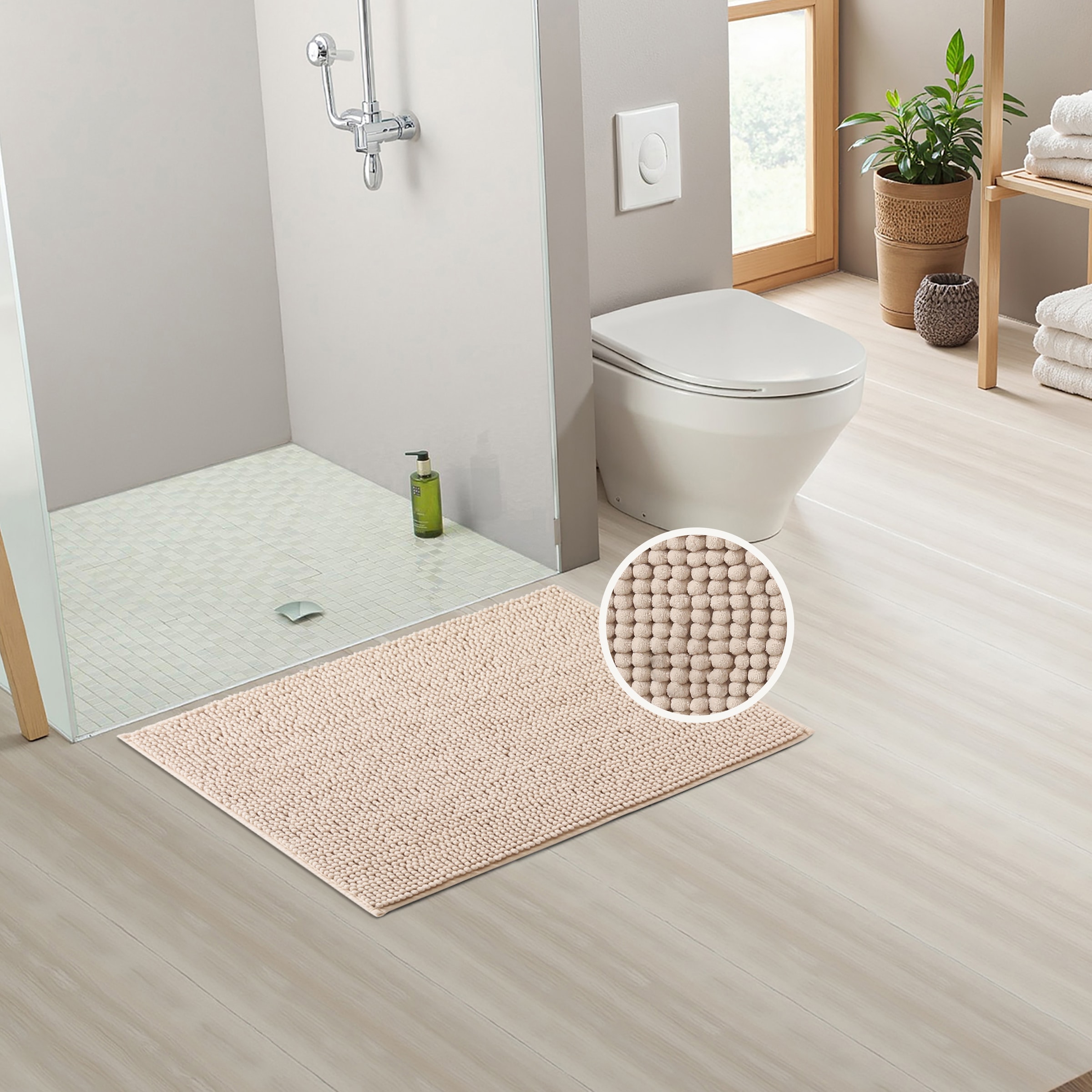 GOODproduct Tapis de bain »Vanessa Chenille, Badvorleger, Badezimmer Teppich, Duschvorleger« Höhe 15 mm Uni Farben, besonders weich