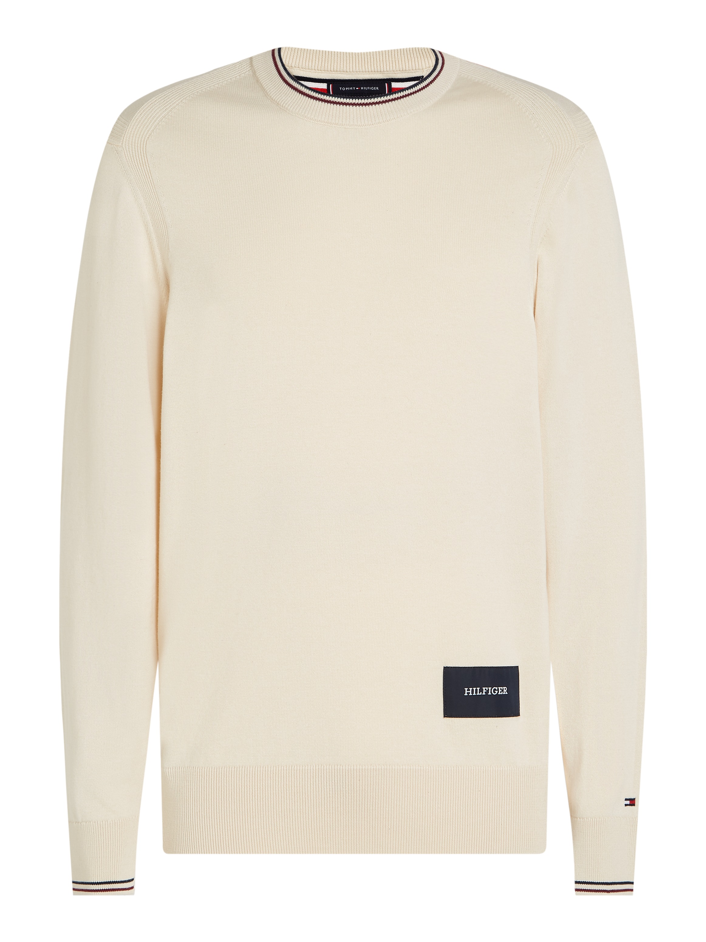 Tommy Hilfiger Rundhalspullover »RWB COTTON CREW NECK«, farbliche Akzente in Tommy Farben