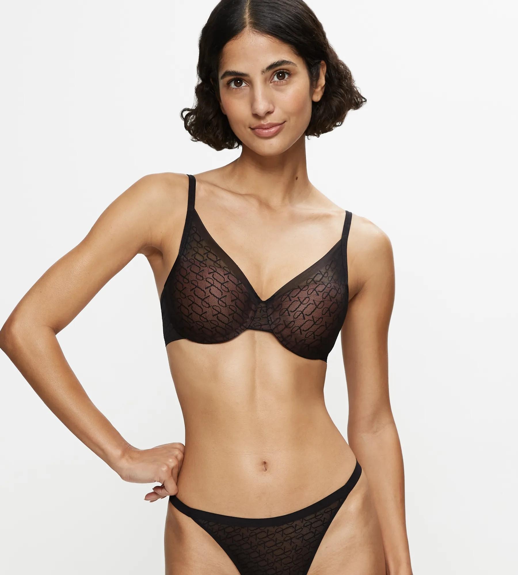 Image of Triumph Halbschalen-BH "Signature Sheer" Monogramm-Tüll, gepolsterte Cups, Spitzen-Details, weich, Tüll