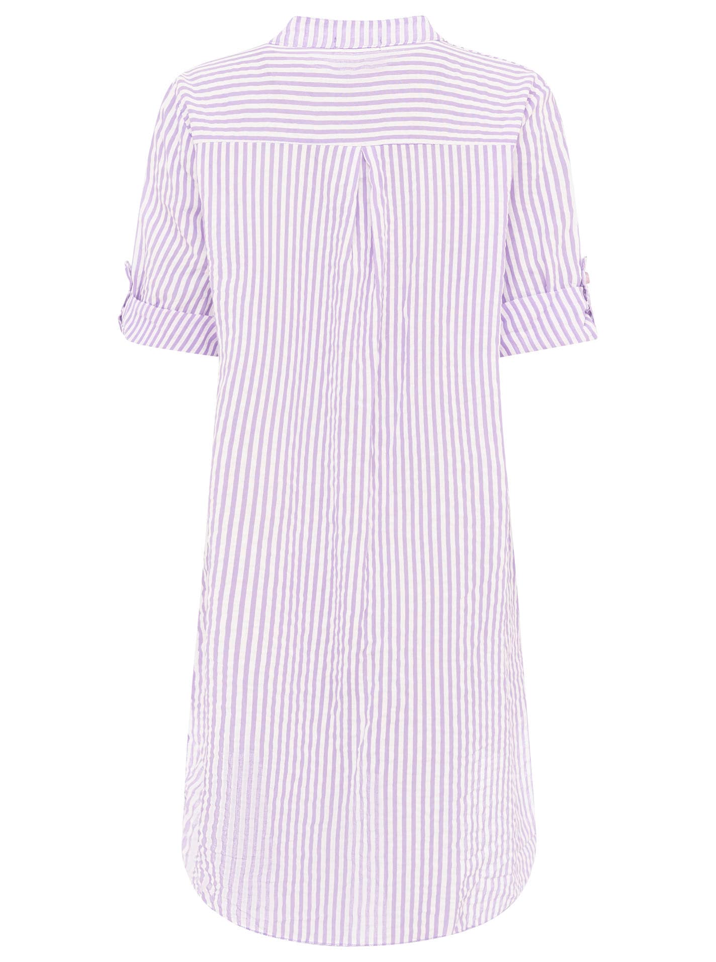 Zwillingsherz Chemisier long »"Kida"« taille unique, rayures, patte de boutonnage, poches poitrine, manches 3/4