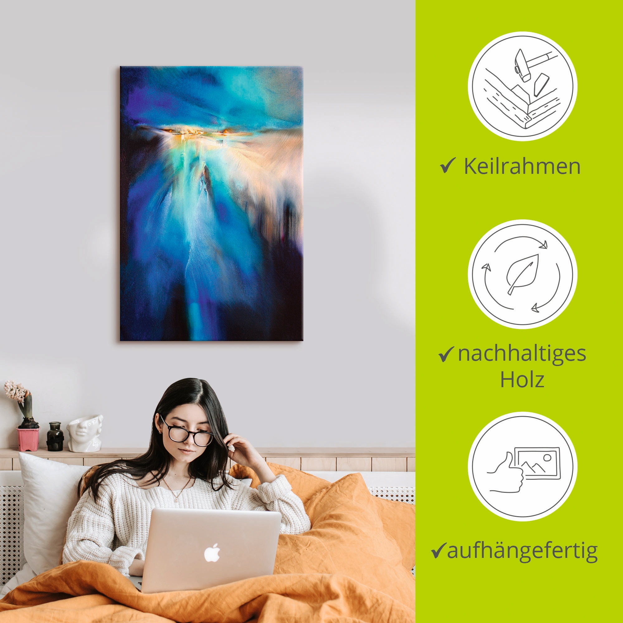 Artland Leinwandbild »Winterabend II« Gegenstandslos 1 Stk. tlg. auf Holzrahmen gespannt